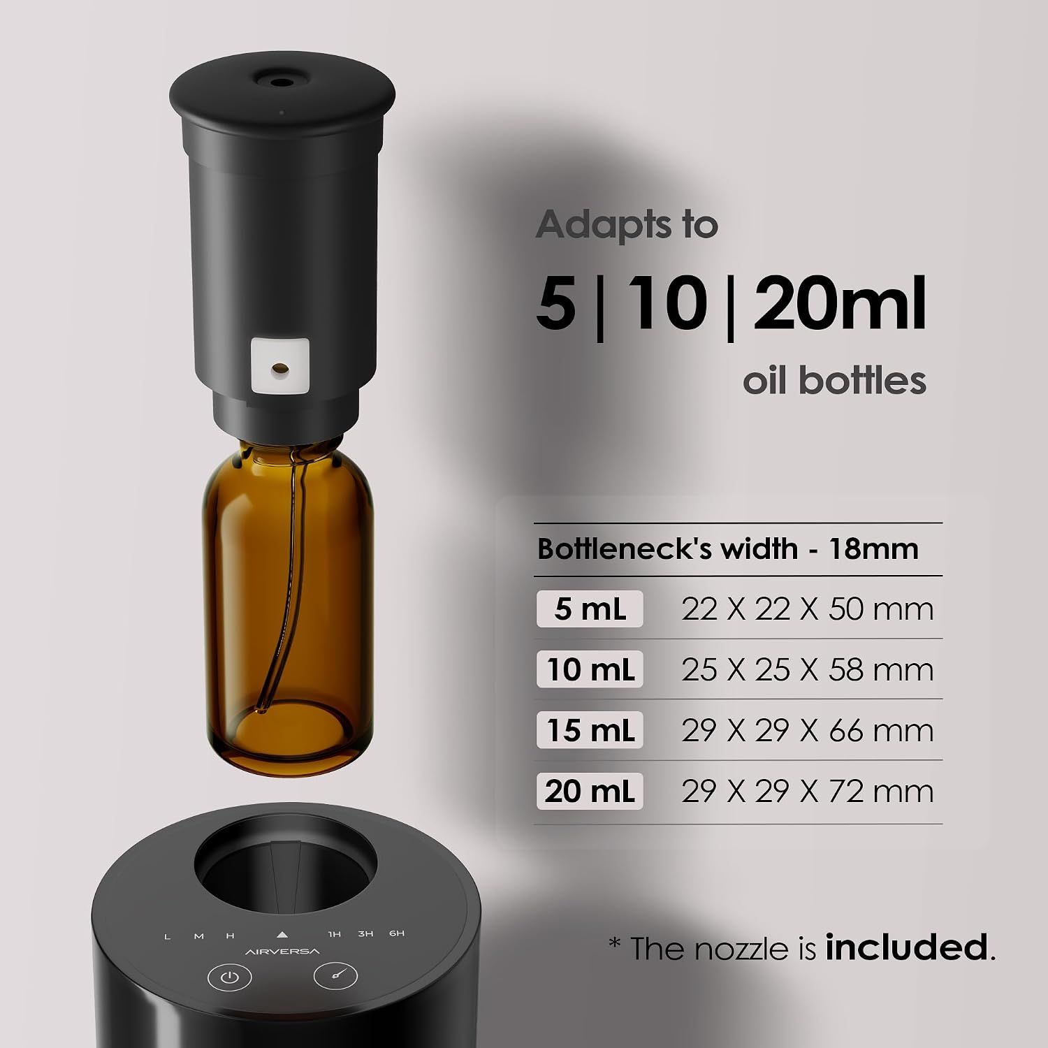 Airversa AN6 Waterless Essential Oil Diffuser Starter Kit, Black | 30 mL RZ C.Hotel Scent Fragrance Oil, Battery Operated, Up to 600 sq ft, Portable for Home Car Office, AN6Kit-30-A - Image 7