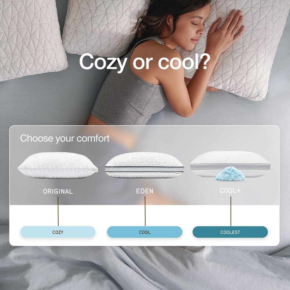 Coop Home Goods Eden Bed Pillow Queen Size for Sleeping on Back, Stomach and Side Sleeper- Medium Soft Memory Foam Cooling Gel - CertiPUR-US/GREENGUARD Gold - Image 6