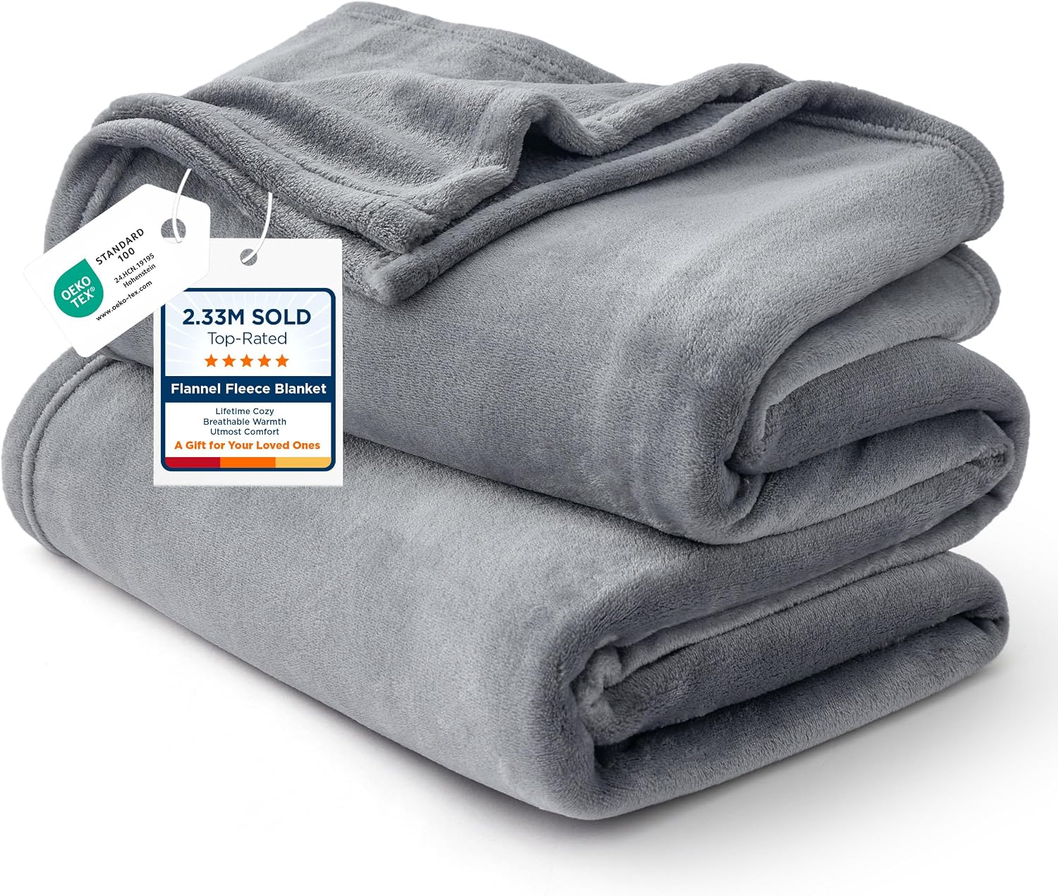 Bedsure GentleSoft Fleece Bed Blankets Queen Size Grey - Soft Warm Outdoor Picnic Fall Blanket for Camping Travel Lightweight Cozy Anti-Static, Room Home Decor Gifts for Husband and Men, 90x90 inches