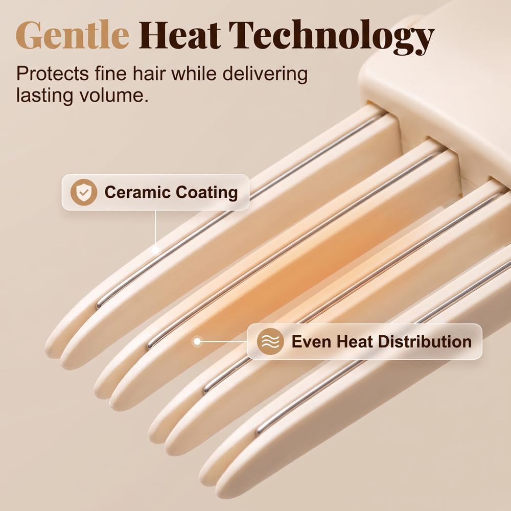 Heated Root Volumizer Clip, Hair Crown Lifting Styler Booster (Beige) | 2-Temperature Control Hair Volume Tool for Fine & Thick Hair, Portable Type-C Rechargeable Styling Clip for Women - Image 6