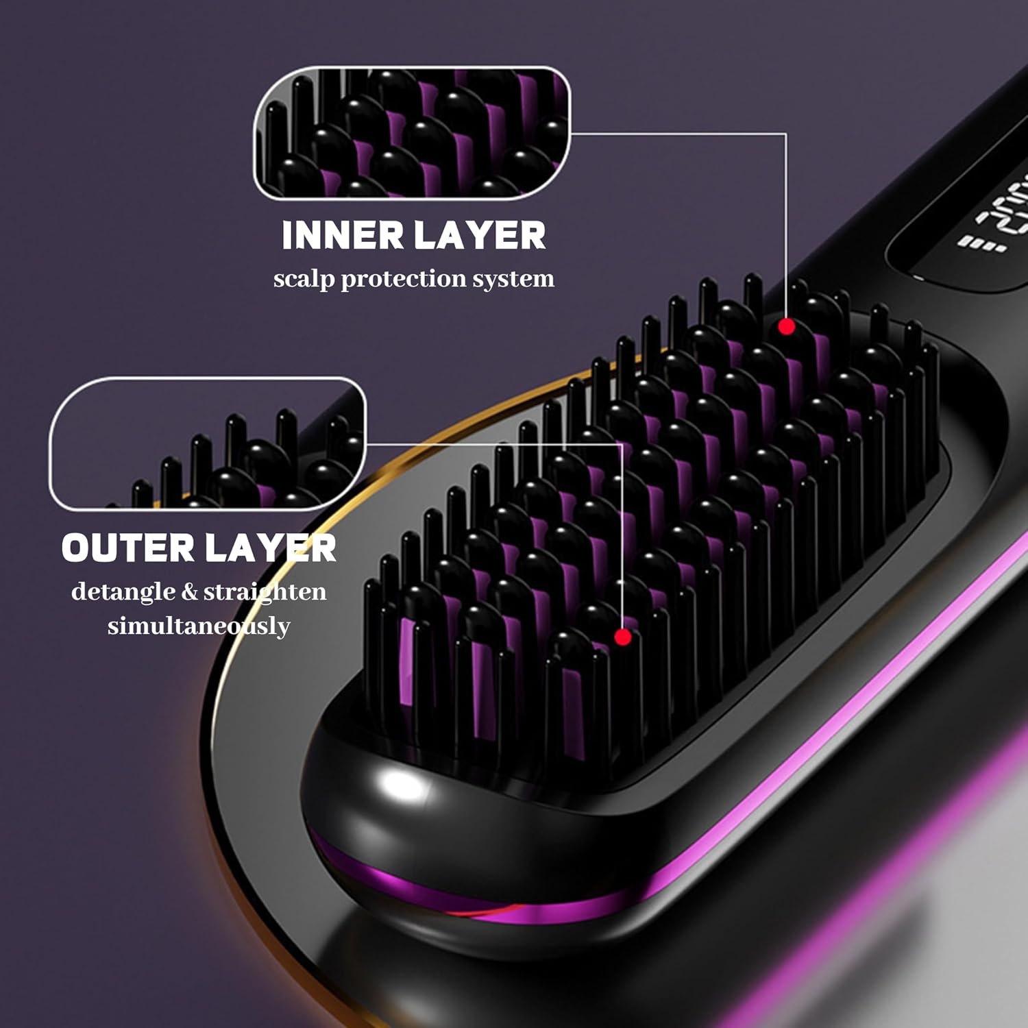 NUMOYA Go Brush Pro Portable Cordless Hair Straightener Brush, Rechargeable MCH Fast Heating for Women Travel (Black) - Image 5