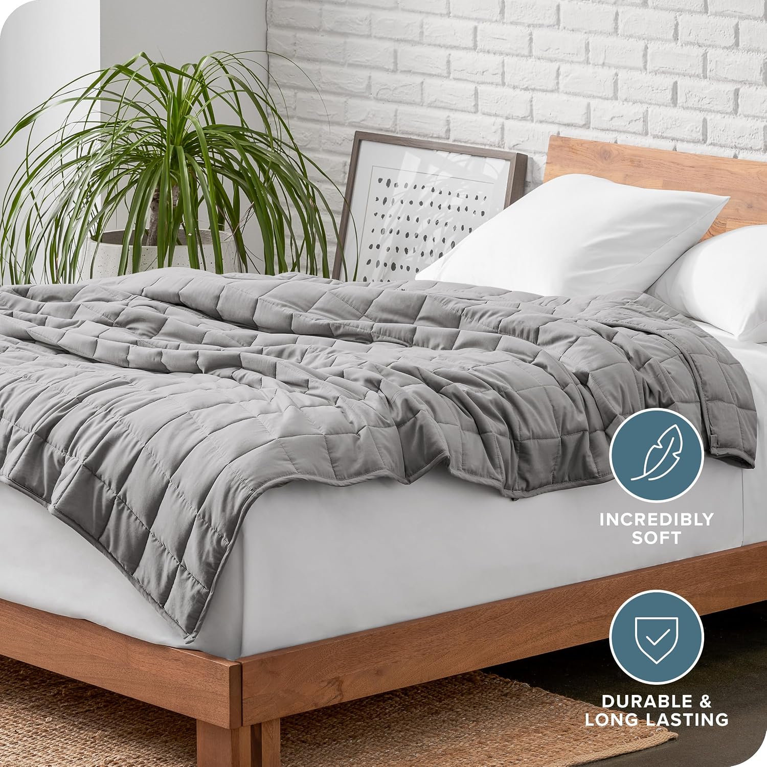 Bare Home Weighted Blanket All-Natural 100% Cotton with Nontoxic Glass Beads 40"x60" 10lbs, Light Grey | Twin or Full Size, All-Natural 100% Cotton, Premium Heavy Blanket Nontoxic Glass Beads - Image 5