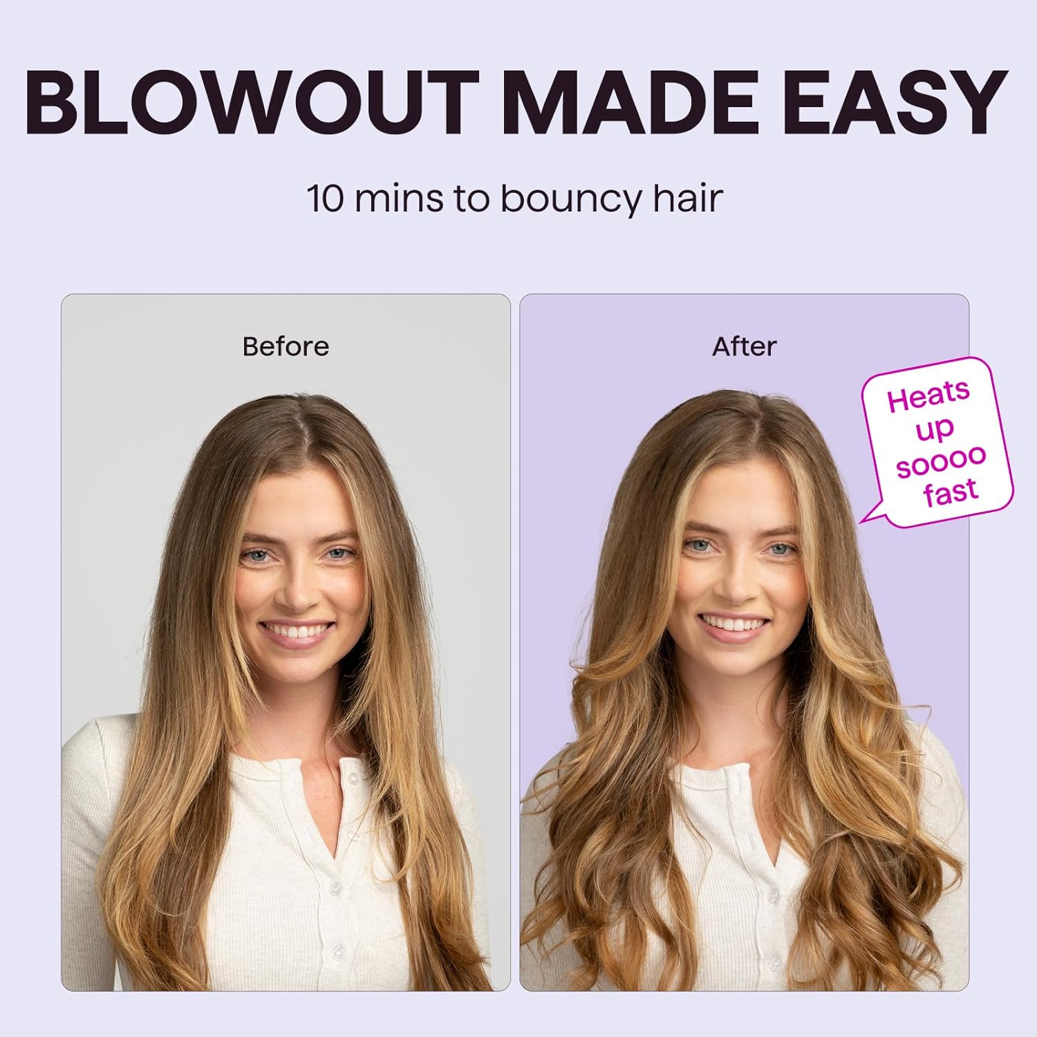 Wavytalk Thermal Brush Blowout Boost 1.5″ Heat Round Brush for Blowout Look | Negative Ion Technology, Tourmaline Ceramic, 5 Temperature Settings Dual Voltage, Less Damage, Rose Gold - Image 4