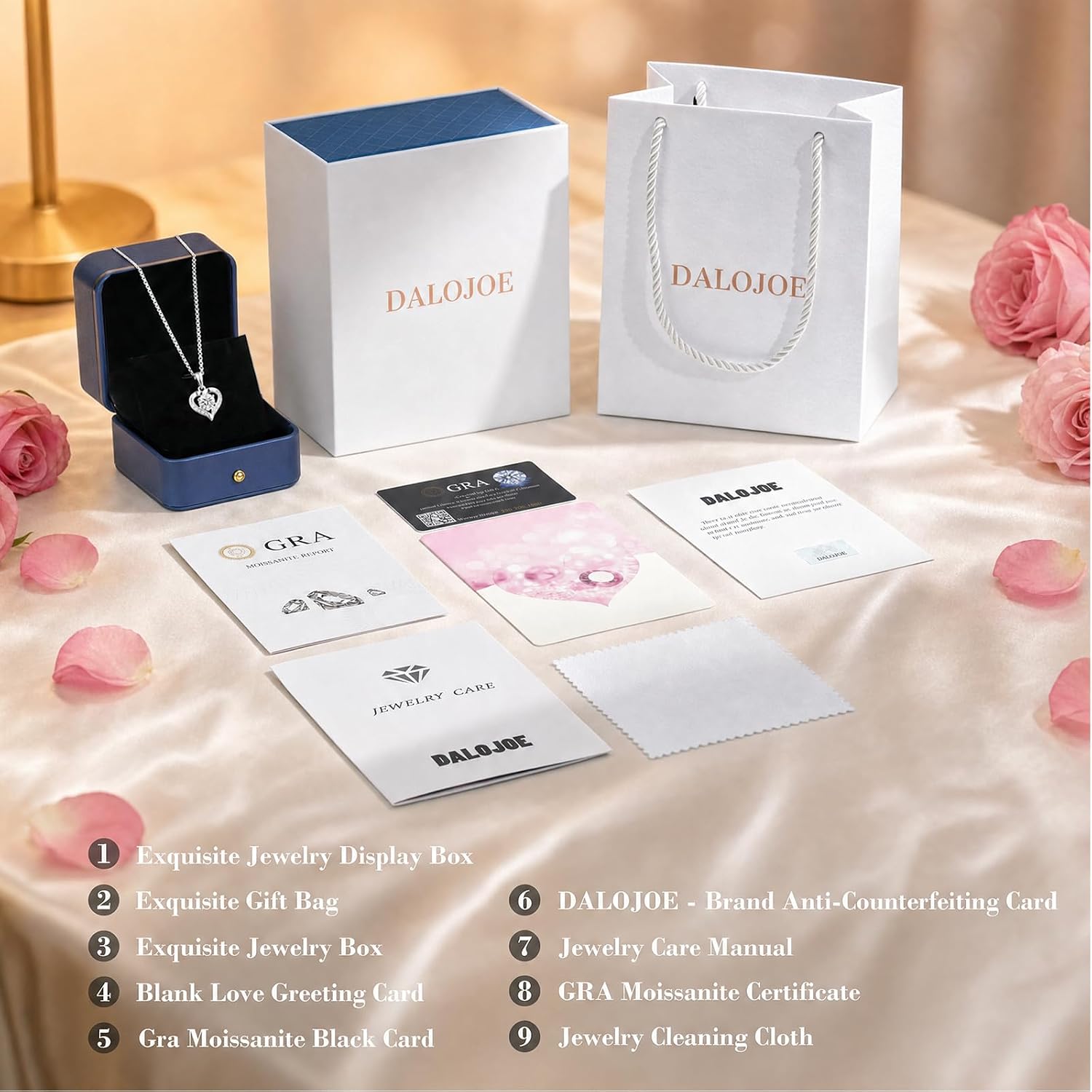 DALOJOE Moissanite Heart Necklace for Women, 925 Sterling Silver Necklace | 1-3 CT Moissanite Necklace Engraved with "I LOVE YOU" – Anniversary or Birthday Jewelry Gift for Women, Wife or Girlfriend - Image 5