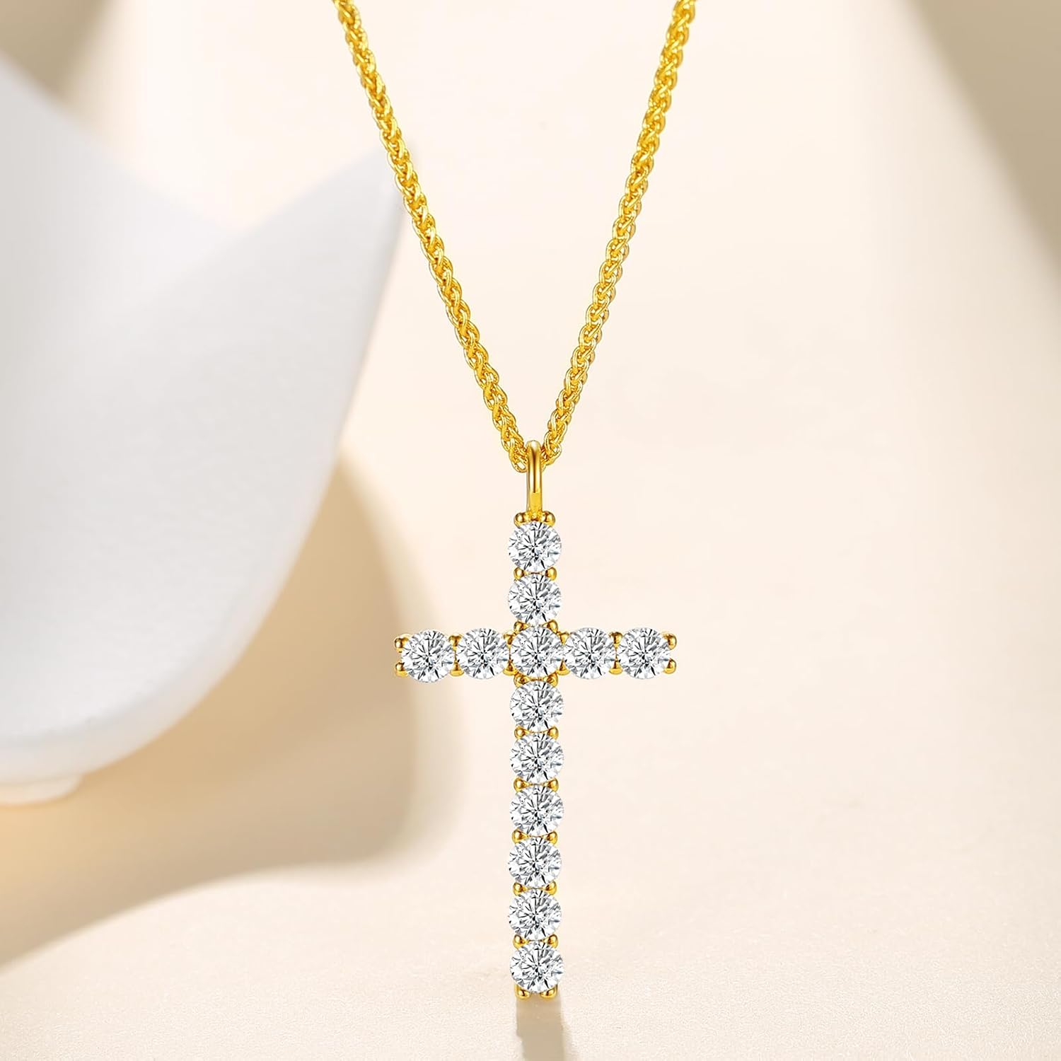 xiupen Moissanite Cross Necklace for Women Birthday Gifts for Wife Wedding Anniversary Jewelry for Her Christmas Mothers Day Gift for Mom Girlfriend - Image 6