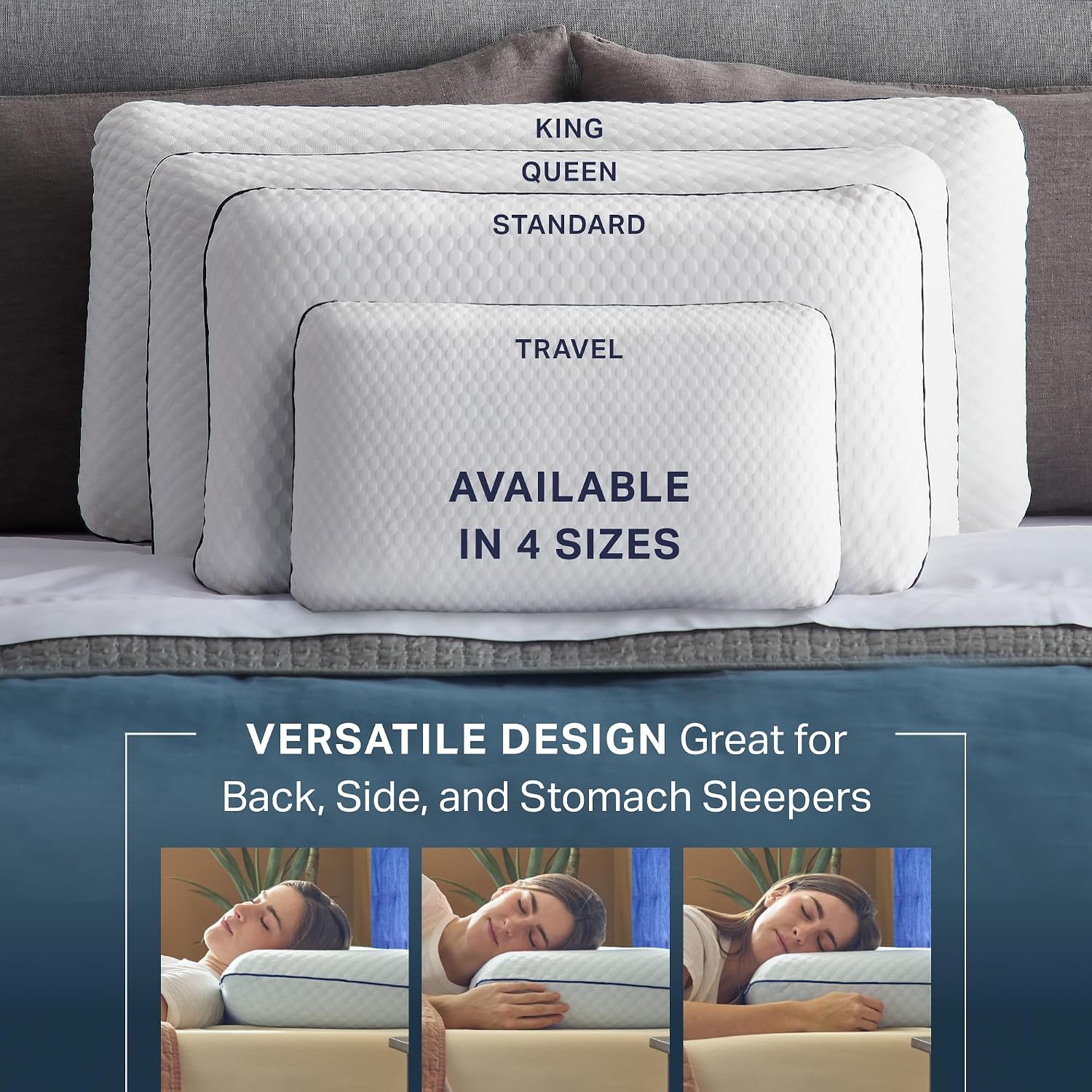 Weekender Cooling Gel Memory Foam Pillow for Sleeping – Standard Size, Ventilated Cooling Pillow for Side & Back Sleepers, Neck & Shoulder Support, Medium Firm, Washable Cover - Image 4