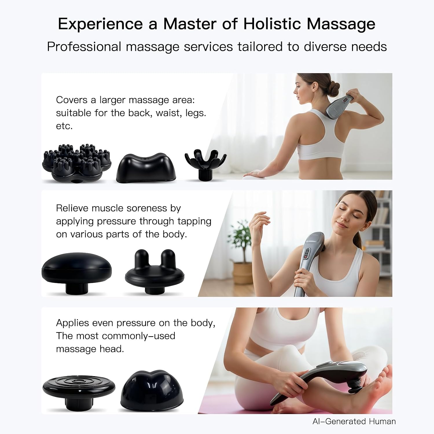 MEGAWISE Cordless Back Massager for Shoulders, Waist, Legs, Rechargeable 3200mAh Battery, 5 Speed and 5 +2 Massage Nodes 5 Hard, 2 Soilicone Nodes, Massage While Moving Around - Image 4