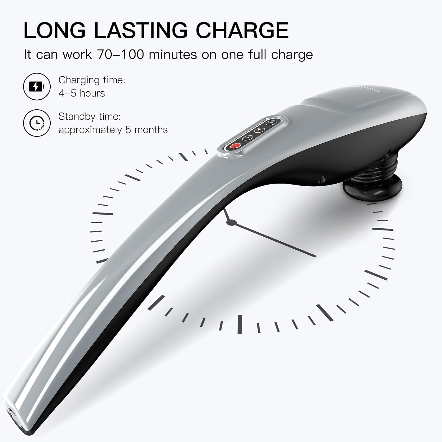 MEGAWISE Cordless Back Massager for Shoulders, Waist, Legs, Rechargeable 3200mAh Battery, 5 Speed and 5 +2 Massage Nodes 5 Hard, 2 Soilicone Nodes, Massage While Moving Around - Image 5