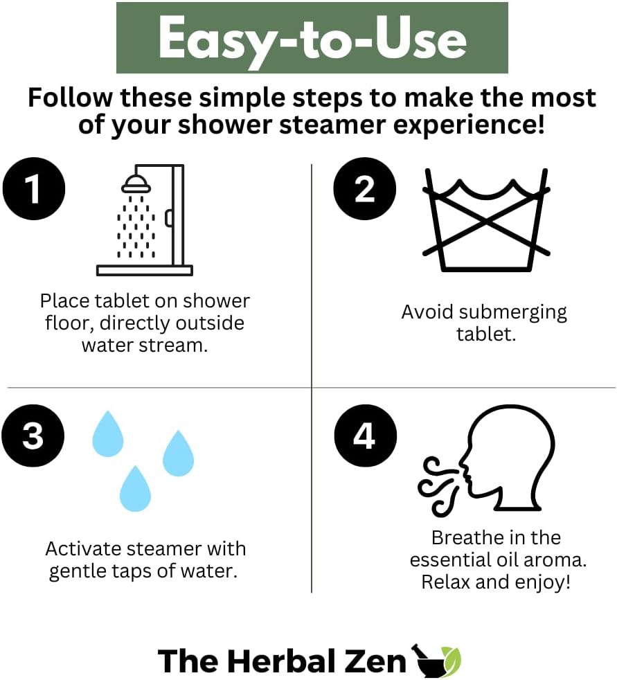 The Herbal Zen Shower Steamers Aromatherapy Gift for Women & Men - 20 Ct | Morning Energy + Tropical Refresh | Rereshing Shower Bomb Tablets | Natural Essential Oils for Relief & Relaxation | USA Made - Image 6