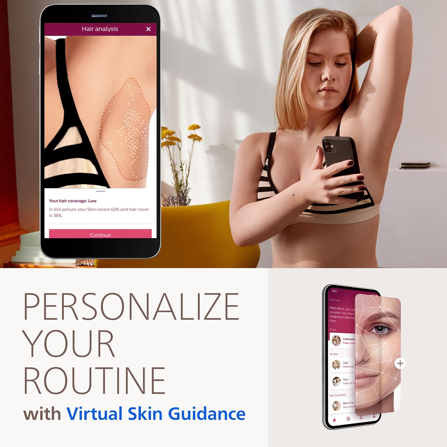 Philips Lumea IPL — Salon-Like Laser Hair Removal for Women, Permanent Hair Reduction Device At Home for Face & Body — Safe & Painless for Face, Bikini, Body, 5 Settings & Skin Sensors, BRI937/03 - Image 9