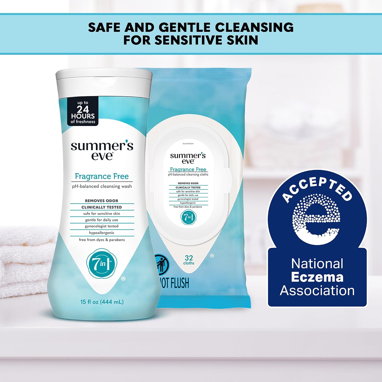 Summer's Eve Feminine Wipes, Fragrance Free, Vaginal Wipes with Gentle pH-Balanced Micellar Water Formula, Feminine Care to Help Remove Vaginal Odor, Gynecologist Tested, 32 Wipes, 4 Pack - Image 3