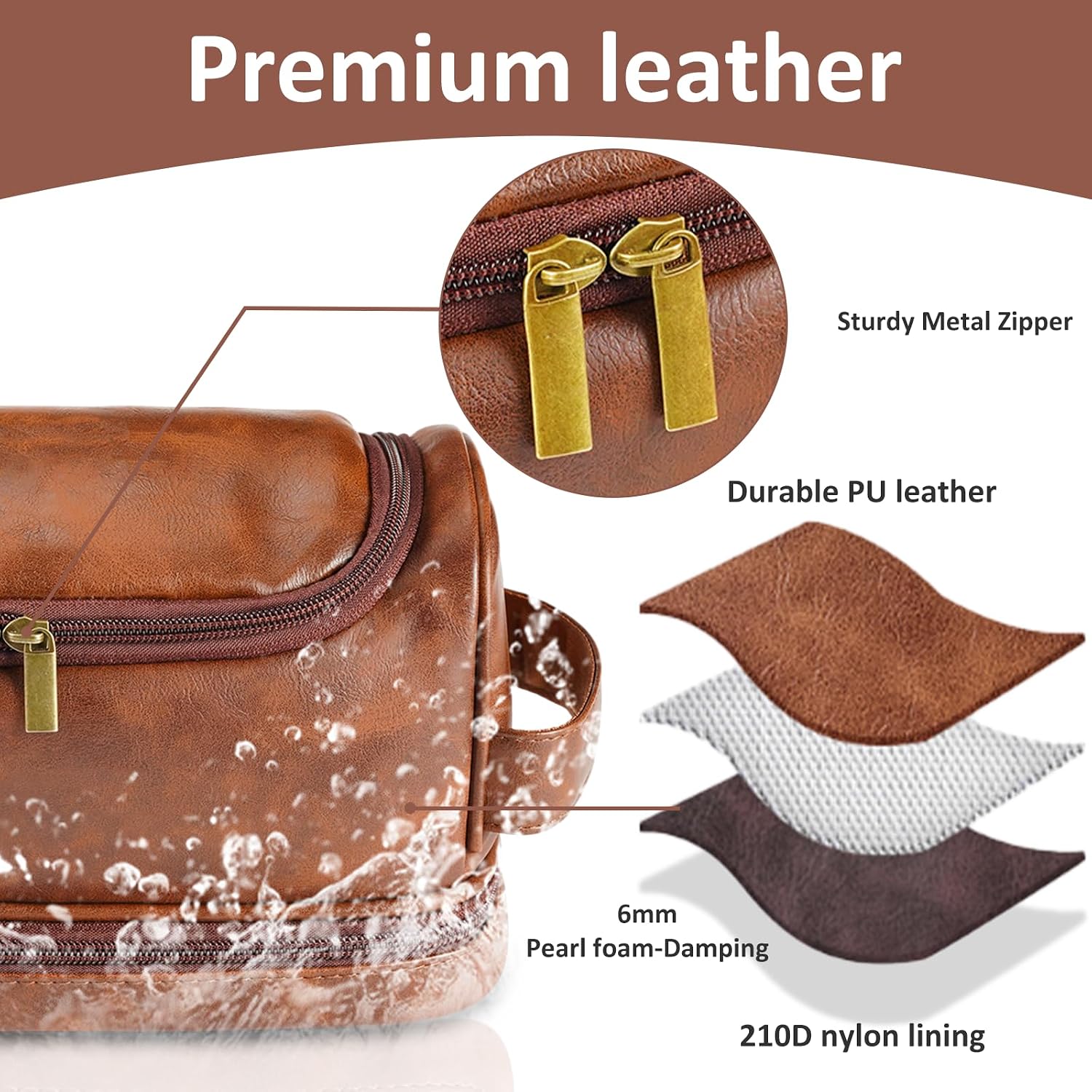 Sparklove Personalized Initial Toiletry Bag for Men, Monogrammed Engraved Mens leather Toiletry Travel Bag,Unique Gift for Him, Dad, Groomsmen, Birthday, Anniversary, Father, Son, Husband - Image 4