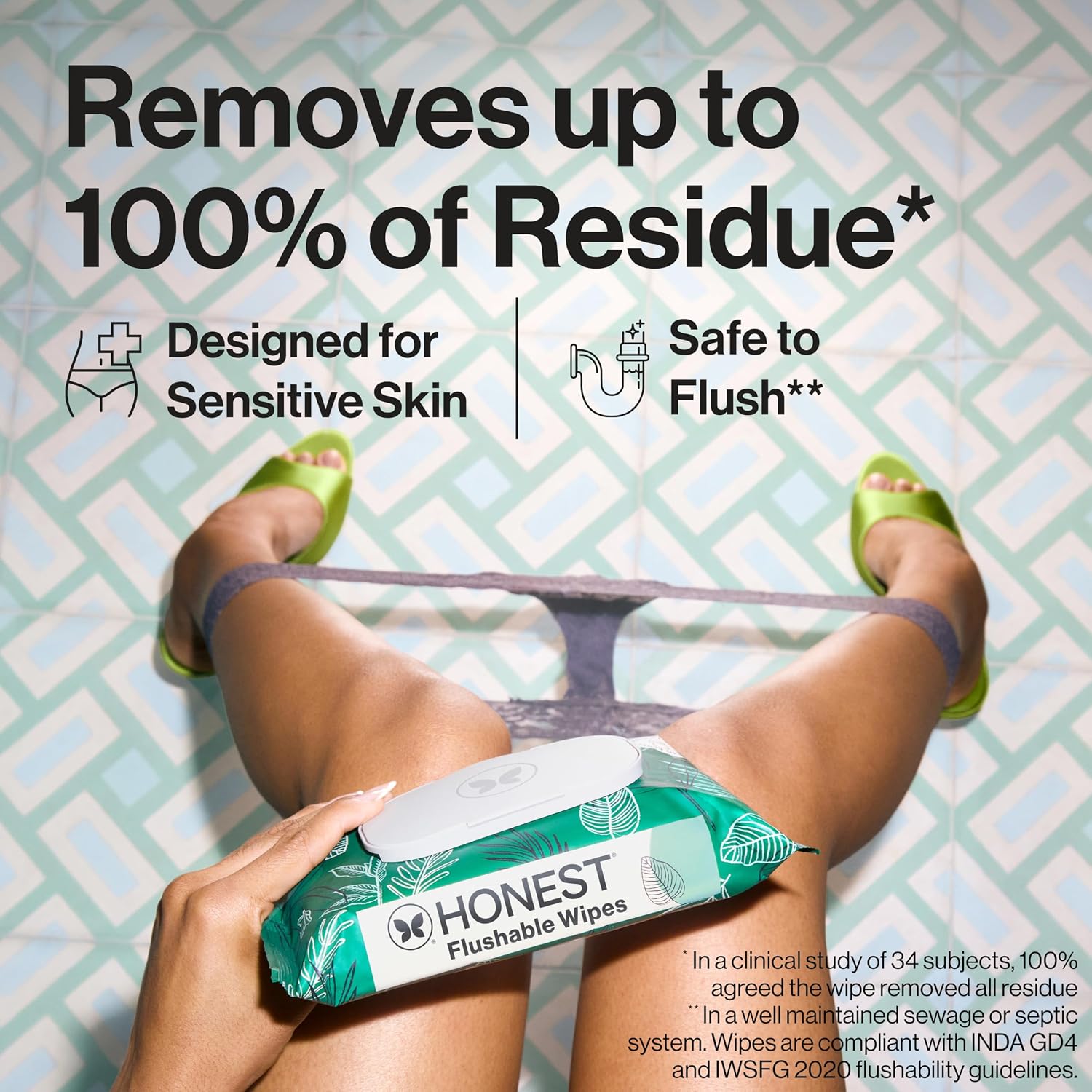 The Honest Company Flushable Wipes, Hypoallergenic, Tropical Leaves, 336ct - Image 2