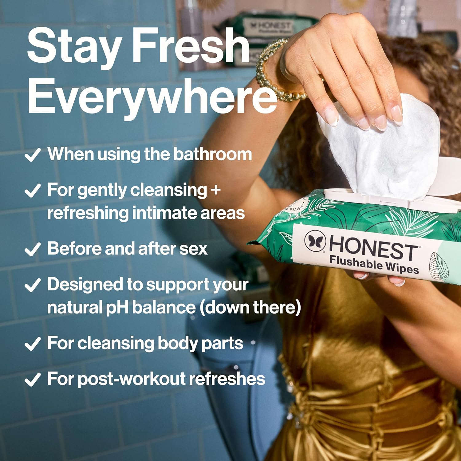 The Honest Company Flushable Wipes, Hypoallergenic, Tropical Leaves, 336ct - Image 5