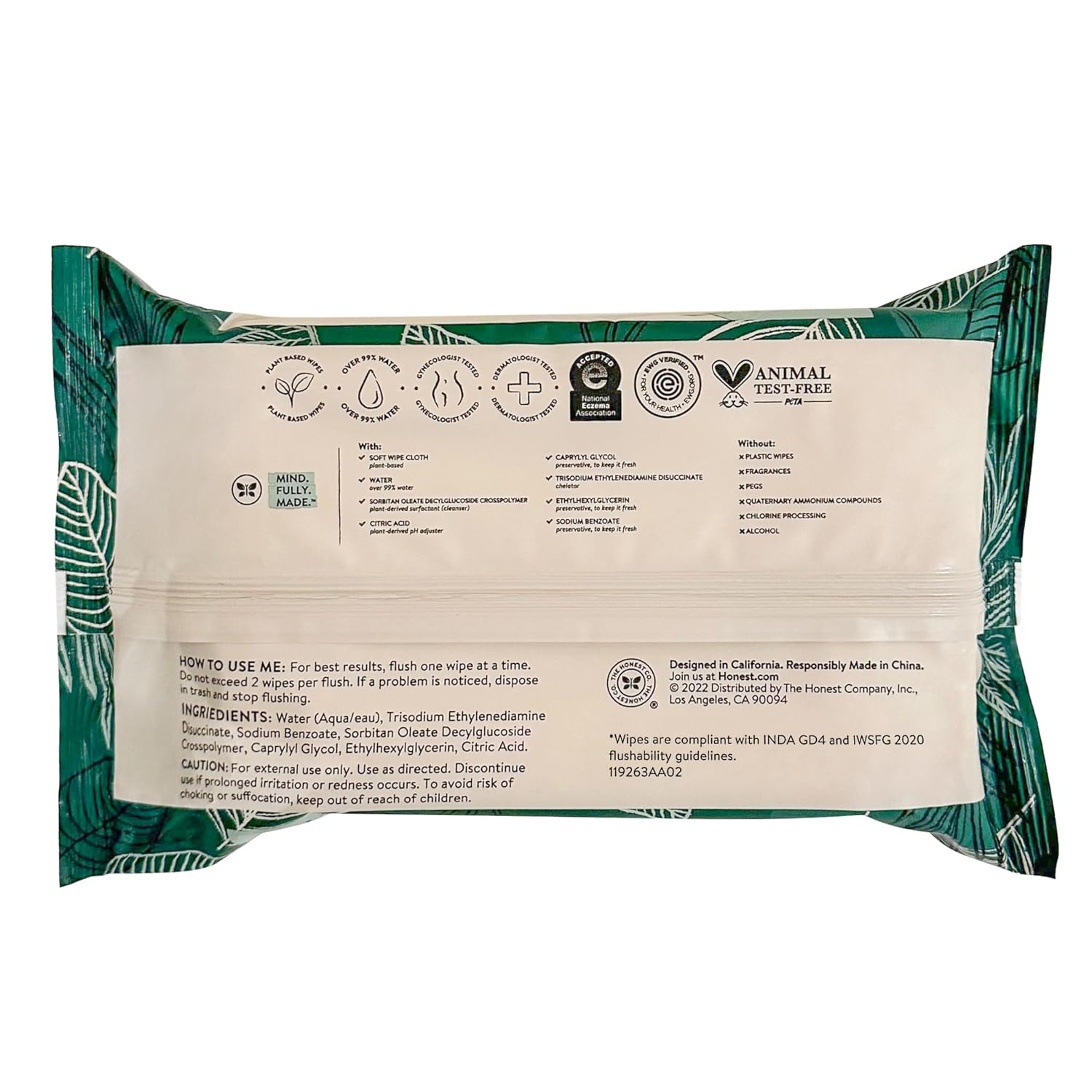 The Honest Company Flushable Wipes, Hypoallergenic, Tropical Leaves, 336ct - Image 10