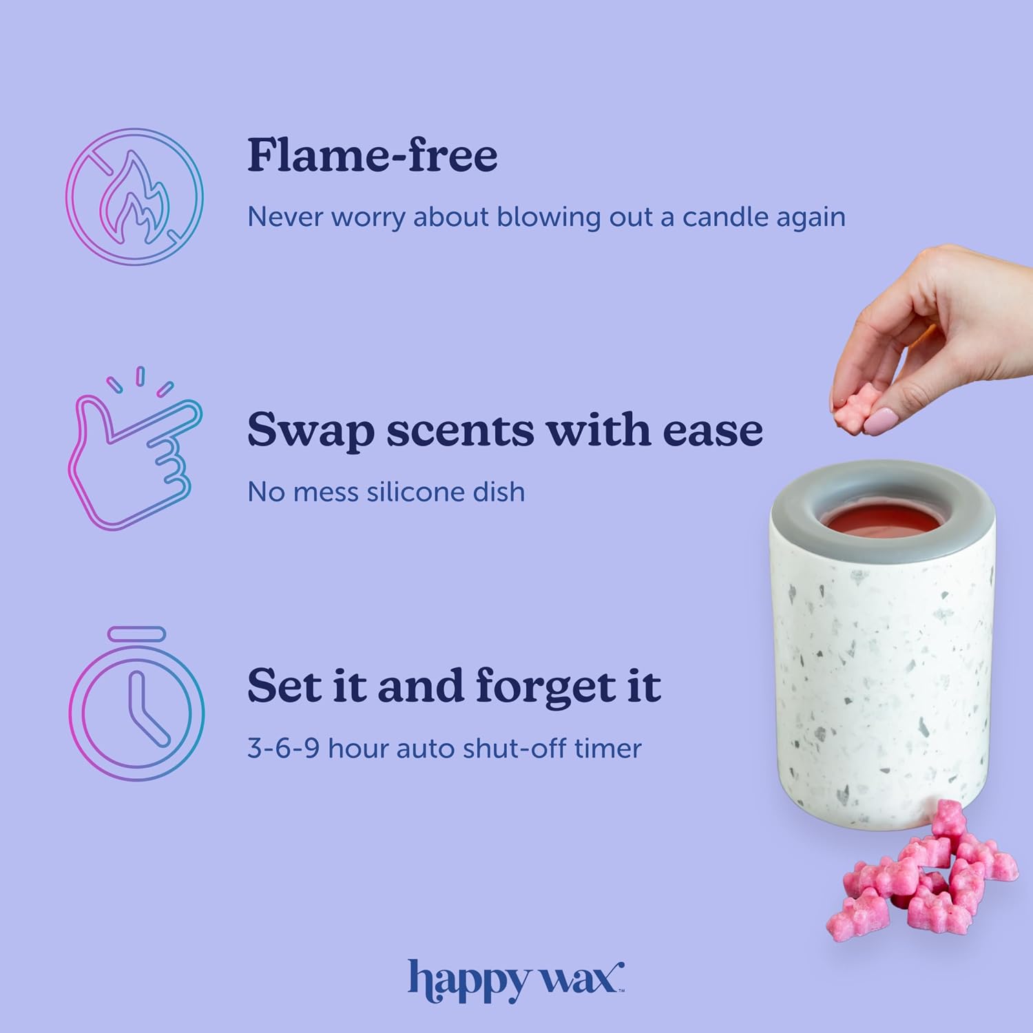 Happy Wax Black Mod Warmer for Scented Wax - Large Wax Warmer with Timer. Perfect Wax Melter for Scented Wax Melts - Image 5