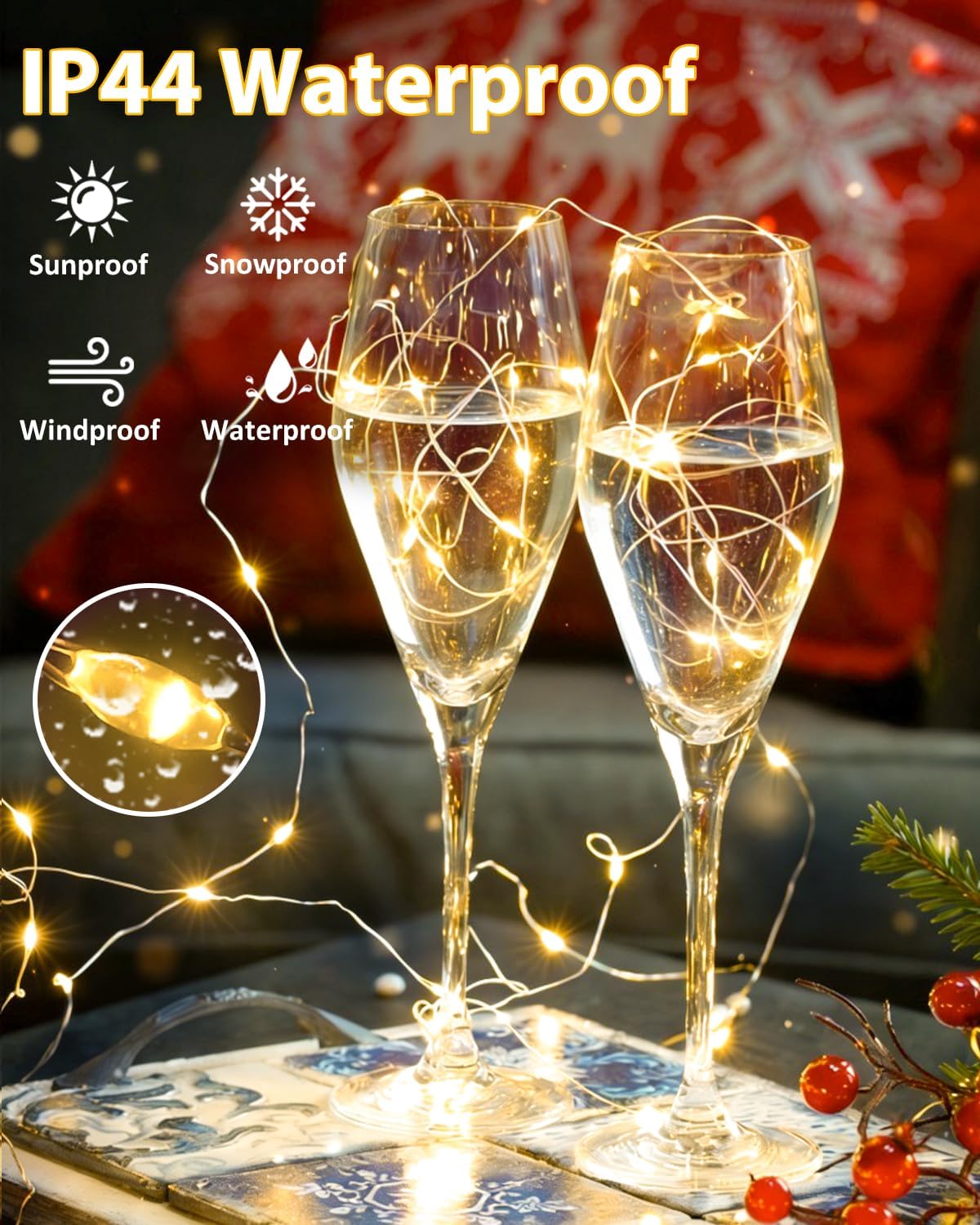 4 Pack 60 LED Fairy Lights Battery Operated with Remote, 20 FT Warm White | Cuttable, 8 Modes, Memory, Dimmable, Waterproof Battery String Lights with Timer for Indoor Outdoor, Christmas Decorations - Image 8