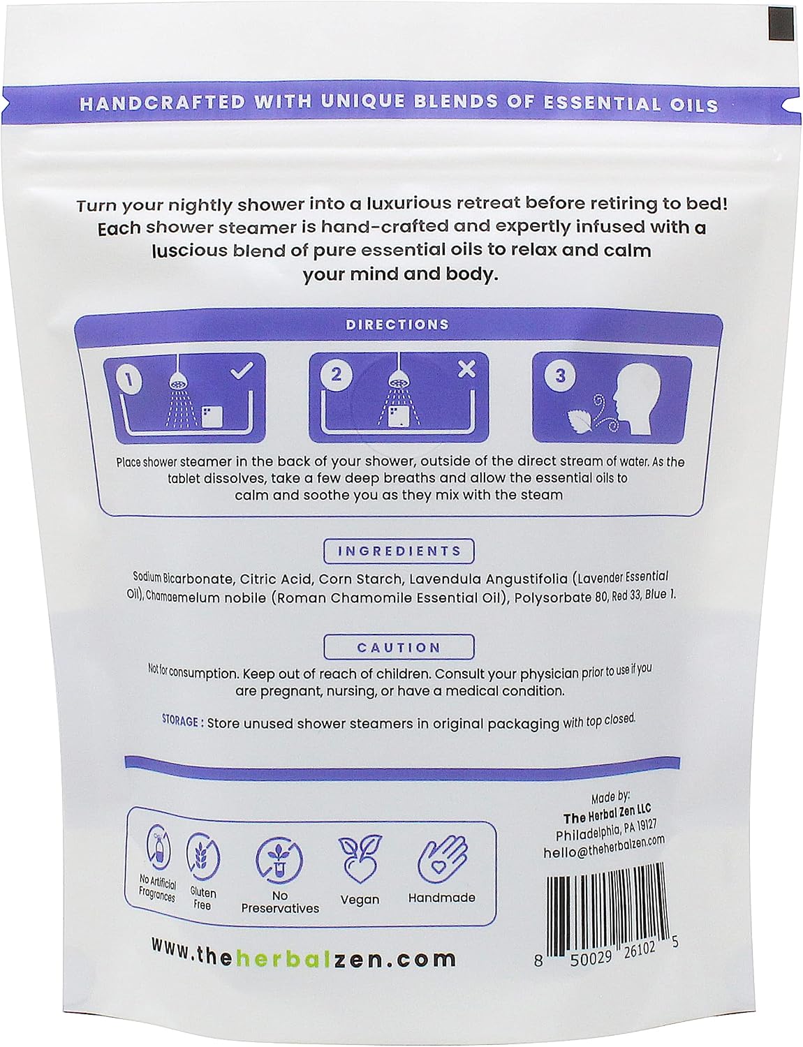 The Herbal Zen Shower Steamers Aromatherapy Gift for Women & Men - 20 Ct | Stress Fighter + Sleepytime Combo | Soothing Shower Bomb Tablets | Natural Essential Oils for Relief & Relaxation | USA Made - Image 7