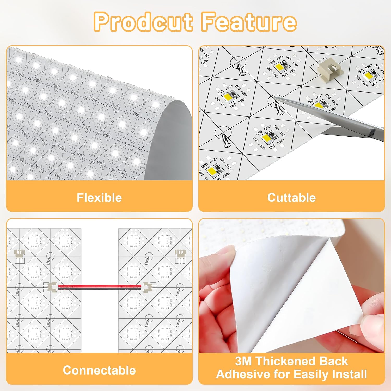 12 Pack LED Backlight Sheet, 24V 36W 6000K White Flexible Led Panel with Alexa & APP Remote Control Dimmable Transparent Film Screen 19.7X9.7 Inch for Translucent Stone/Marble/Onyx/Quartz Countertop - Image 4
