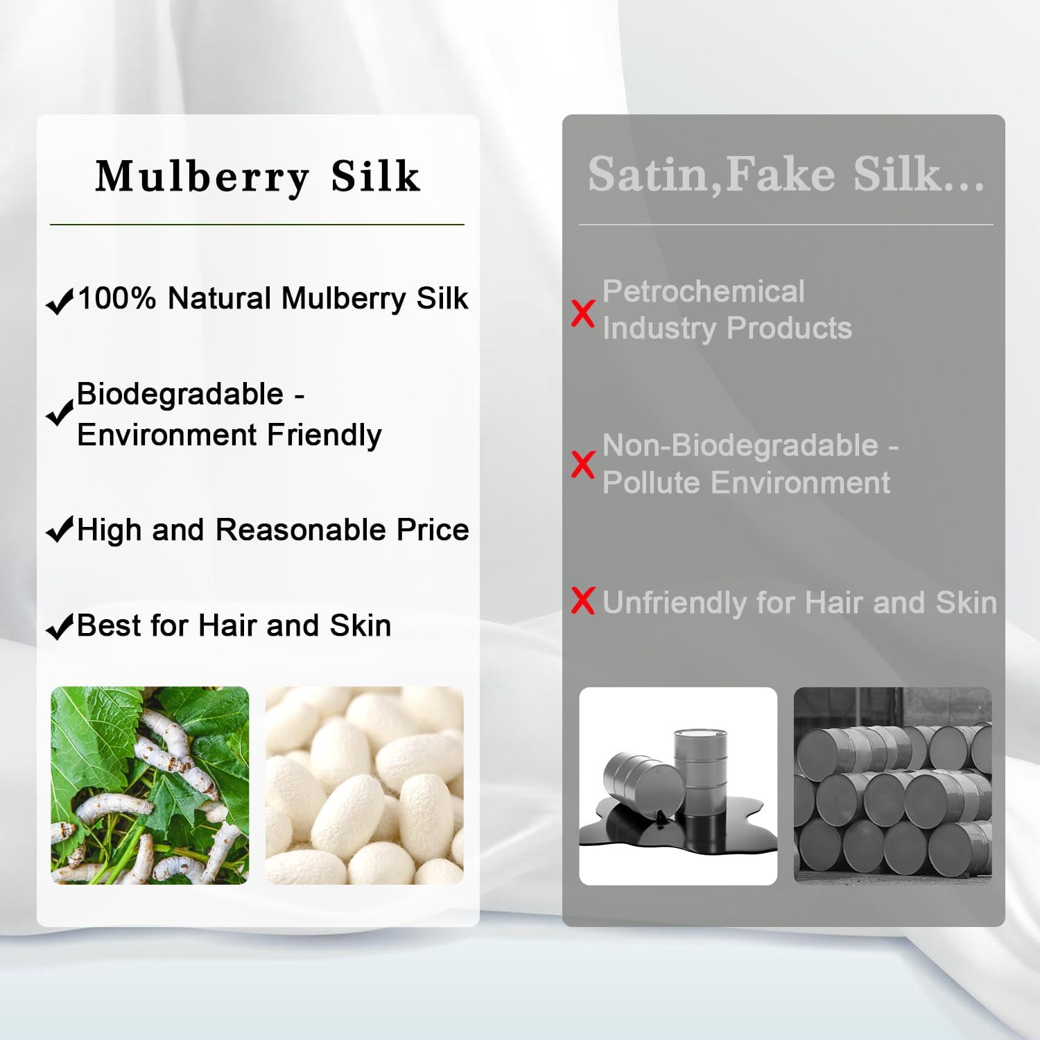 ZIMASILK 100% Pure Mulberry Silk Pillow Cases for Hair and Skin, Standard | Soft, Hypoallergenic & Smooth, Both Sides Grade 6A Silk, Hidden Zipper, Gift for Women Men, 1pc (Standard 20"x26", Ivory) - Image 5
