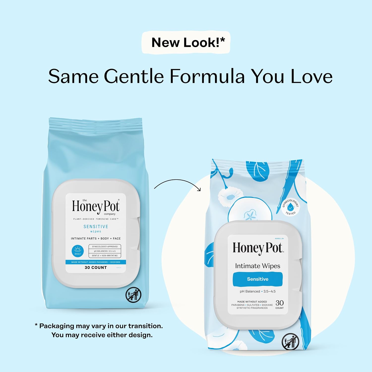 The Honey Pot Company - Feminine Wipes - Sensitive - pH Balanced | Herbal Infused Plant-Based Feminine Care for Sensitive Skin - Cleansing Wipes for Women - 30ct, Pack of 3 - Image 2