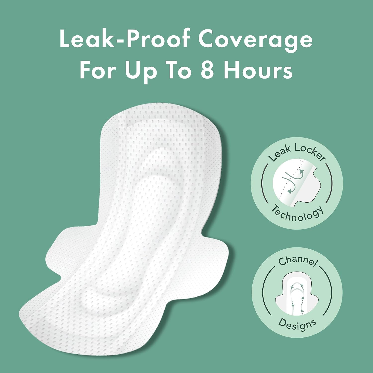 Rael Organic Cotton Cover Sanitary Pads for Women Moderate (Regular, 56 Ct) | Ultra Thin Period Pads with Wings, Regular Absorbency, Unscented, Chlorine Free, Period Essentials, Feminine Care - Image 2