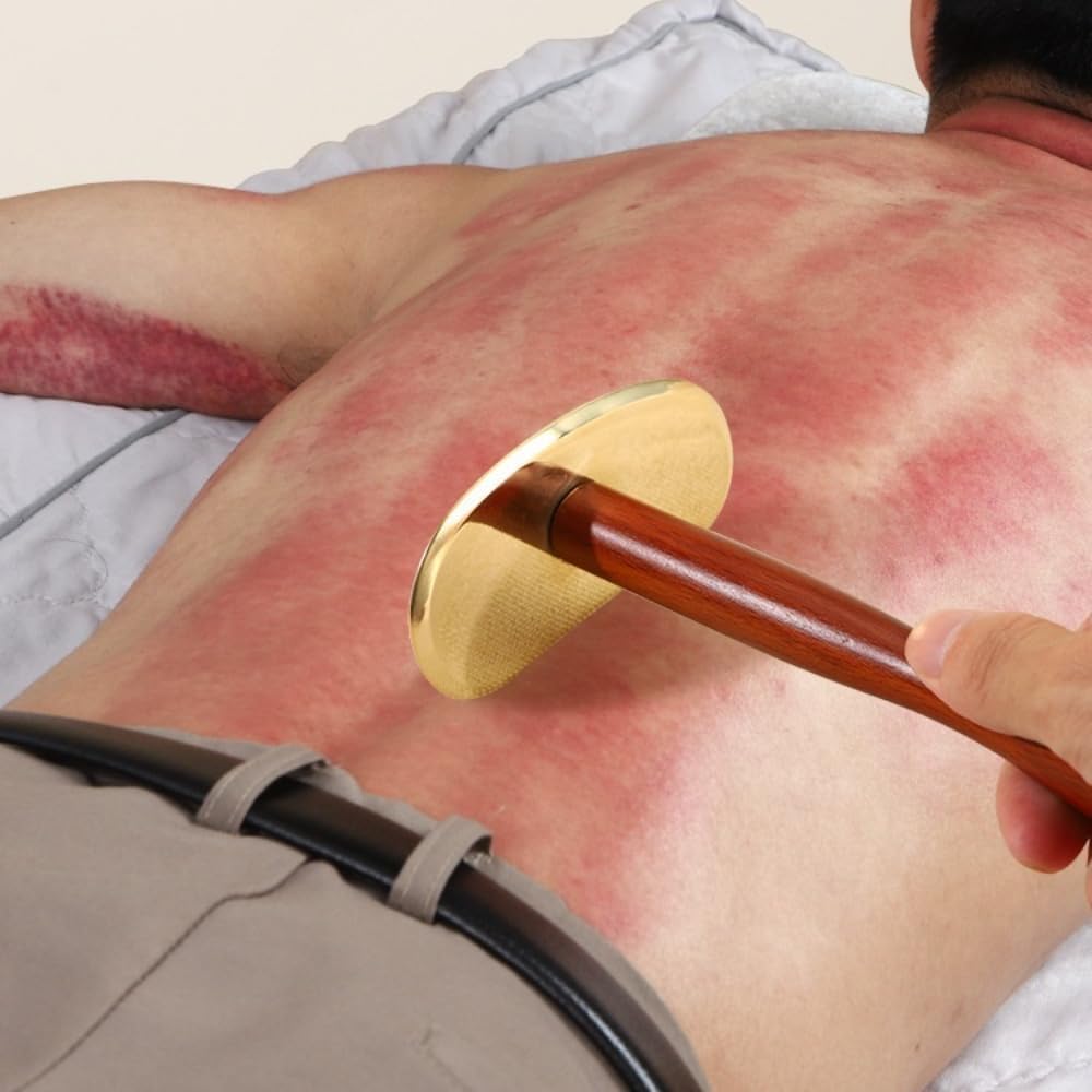 Brass Gua Sha Board with Long Handle, Self-Scraping Massage Tool for Home Use, Full Body Back Gua Sha Scraper with Rosewood Handle (Short Handle) - Image 5