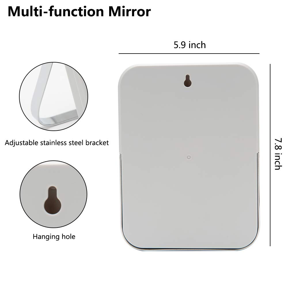 YEAKE Table Desk Vanity Makeup Mirror,8-Inch Portable Folding Mirror with Metal Stand 90°Adjustable Rotation Tavel Make Up Mirror Hanging Bathroom for Shower Shaving(Gray) - Image 2
