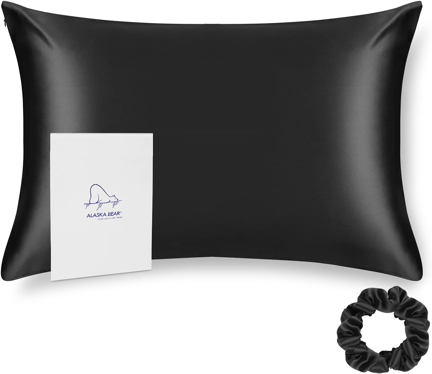ALASKA BEAR Silk Pillowcase for Hair and Skin Beauty Sleep 100 Real Mulberry Silk Anti-Aging Pillow Slip Case Cover, Queen (1pc, Black) - Image 2