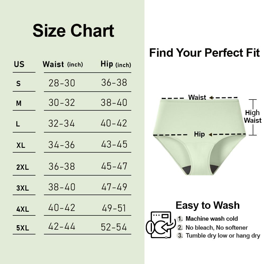 BATTEWA Washable Absorbency Incontinence Regular Underwear for Women, Reusable Leak Proof Protection Panties for Bladder Leakage(5Color, Large, 5 Pack) | High Waist Cotton Bladder Leak Protective Briefs Pee Proof Washable Light to Moderate Absorbent Underwear Postpartum - Image 3