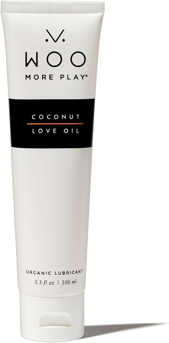 Woo More Play Coconut Love Oil | Organic Coconut Oil Personal Lubricant for Men and Women | Natural and Clean Ingredients | Doubles as Massage Oil | Relaxing Scent | 3.3 fl Oz (3.3 Fl Oz (Pack of 1))