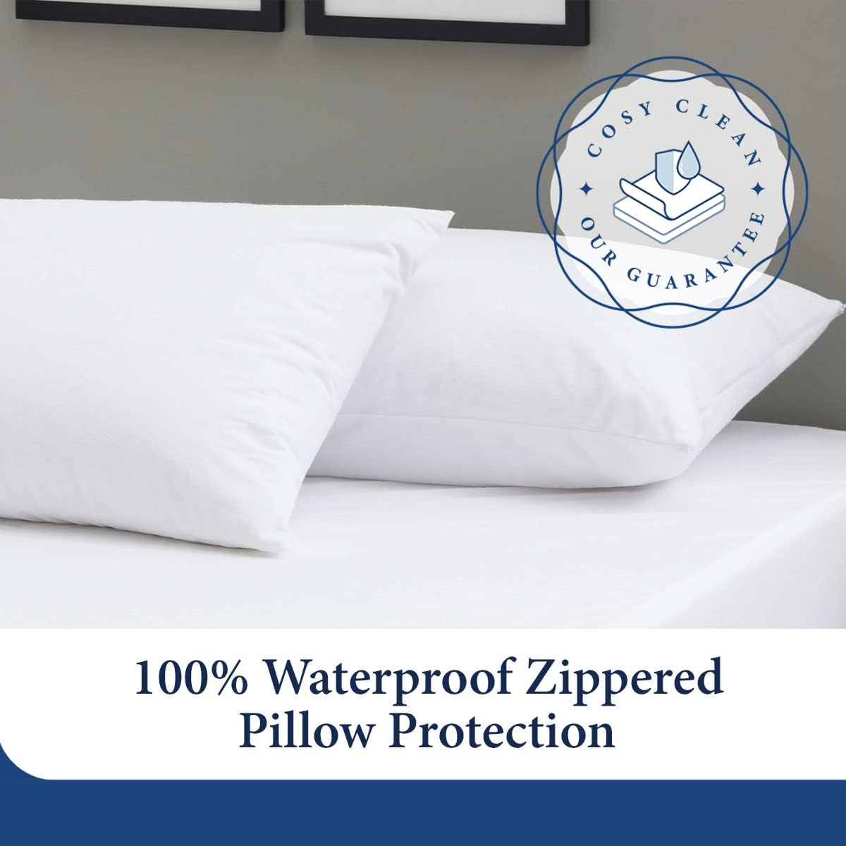 Cosy House Collection Luxury Zippered Pillow Protector | Master Bedroom Essentials 100% Waterproof Rayon Derived from Bamboo Ultimate Noiseless Comfort & Cooling Set of 2 (Queen) - Image 2