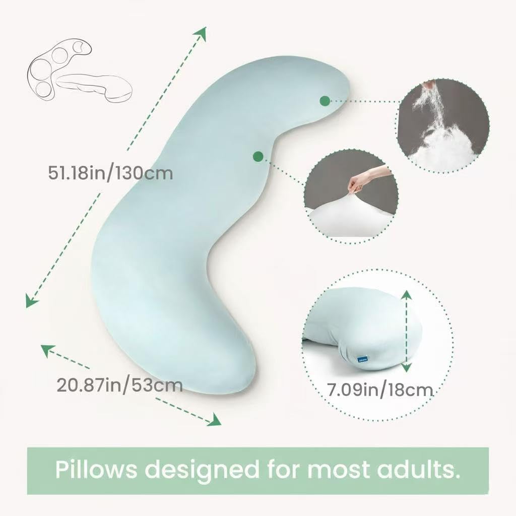 Body Pillows for Adults, Full Body Pillow for Side Sleepers, Long Body Pillow for Bed, Pea Pod Shape Long Pillow for Pregnancy Sleeping Full Body Support - Image 7