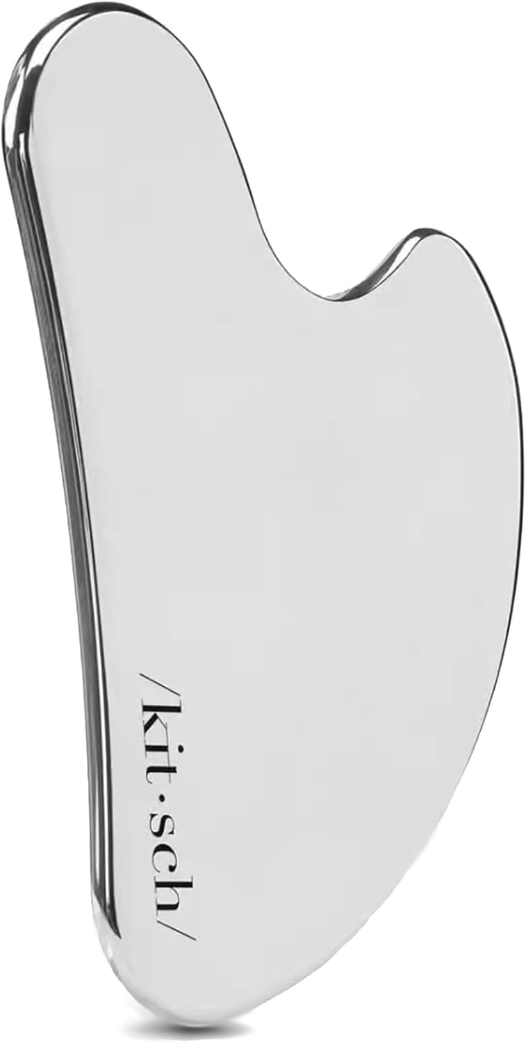 Kitsch Stainless Steel Guasha Tool for Face - Silver | Stainless Steel Gua Sha Facial Tools | Face Sculpting Tool and Double Chin Reducer, Neck & Lymphatic Drainage Massager - Image 4