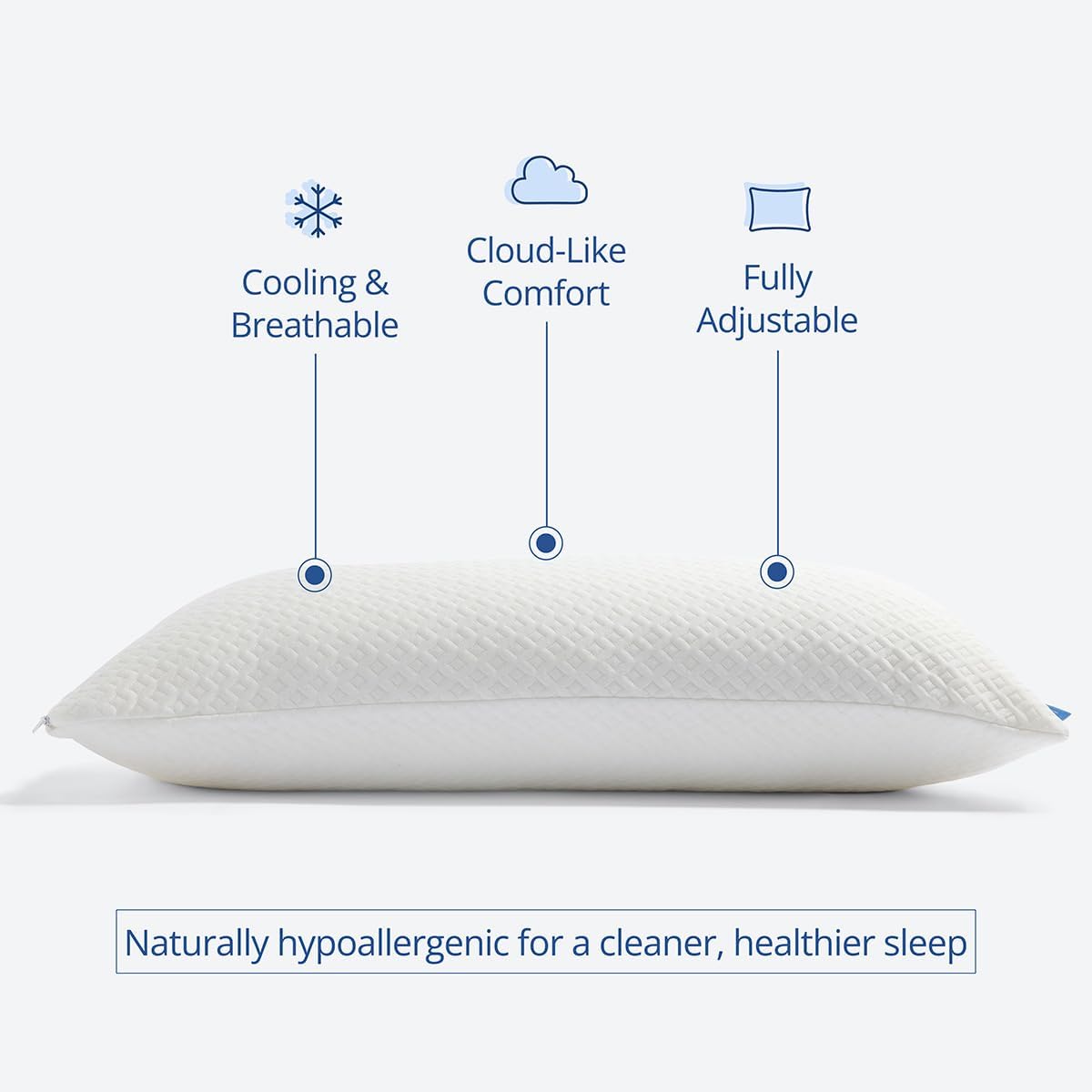 Cosy House Collection Luxury Rayon Derived from Bamboo Memory Foam Pillow | Adjustable & Removable Fill - Cool & Breathable Cover with Zipper for Side, Back, & Stomach Sleepers (Queen) - Image 2