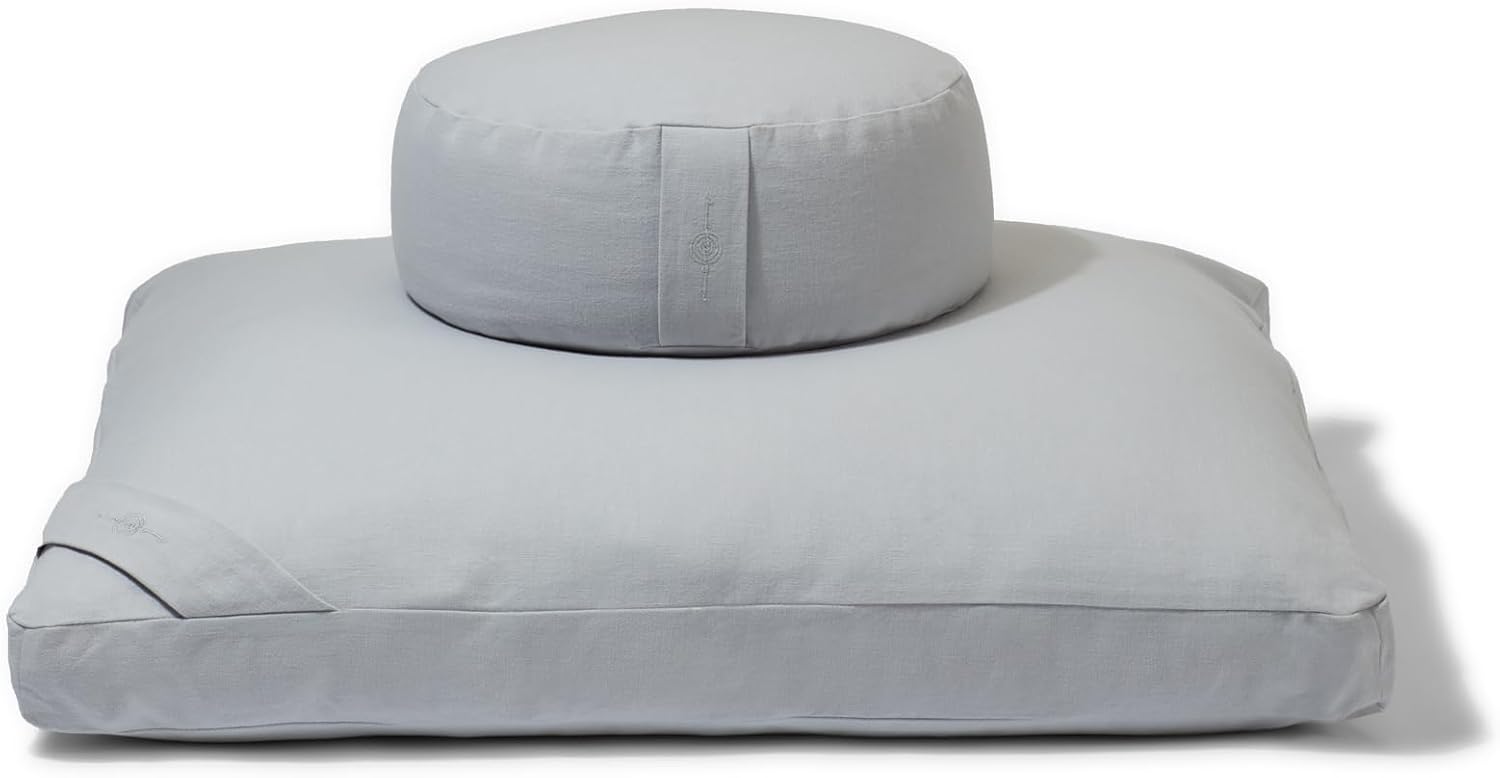 renoo Meditation Cushion Set - Zafu Meditation Pillow and Zabuton Floor Cushion - Adjustable Organic Buckwheat and Cotton Fill - GOTS Certified Cotton Washable Covers - 30x30x10 - Multiple Colors