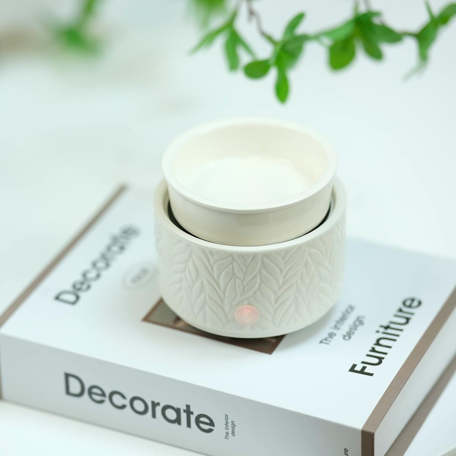 EQUSUPRO Wax Melt Warmer for Scented Wax Melts 3-in-1 Electric Ceramic Candle Wax Warmer Burner Fragrance Wax Melter for Home Office Bedroom Gift & Decor (Leaf) - Image 4