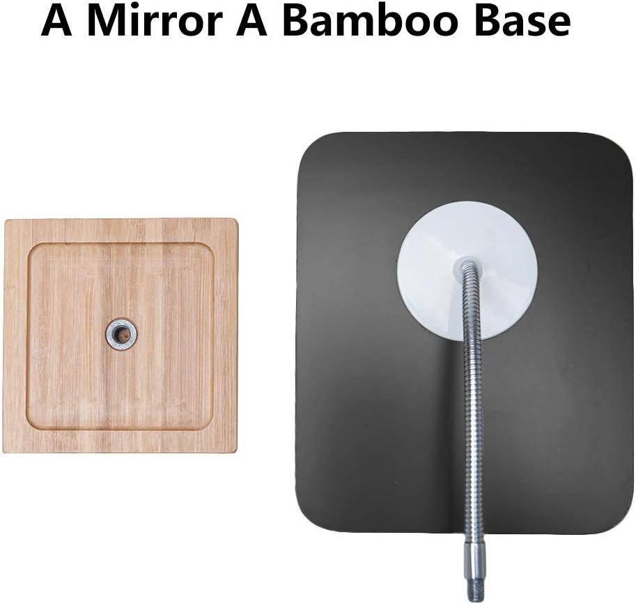 YEAKE Flexible Gooseneck Bamboo Vanity Makeup Mirror,360°Rotation 8" Large Frameless, Folding Portable Table Desk Mirror with Stand for Bathroom Shaving Make Up, Rectangle - Image 8