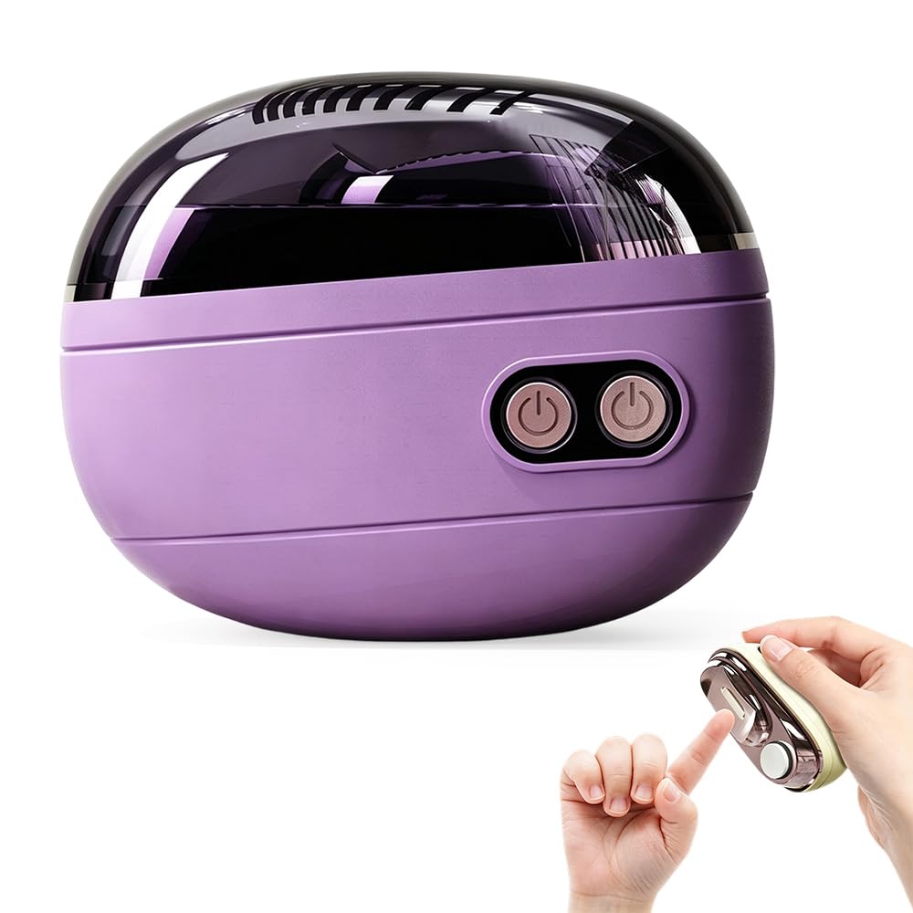 2-in-1 Smart Electric Nail Clipper & Polisher, Rechargeable Automatic Nail Clipper, Automatic Nail Trimmer with Debris Container and LED Light, Nail Grinder for Adults and Seniors, Purple, 1PCS