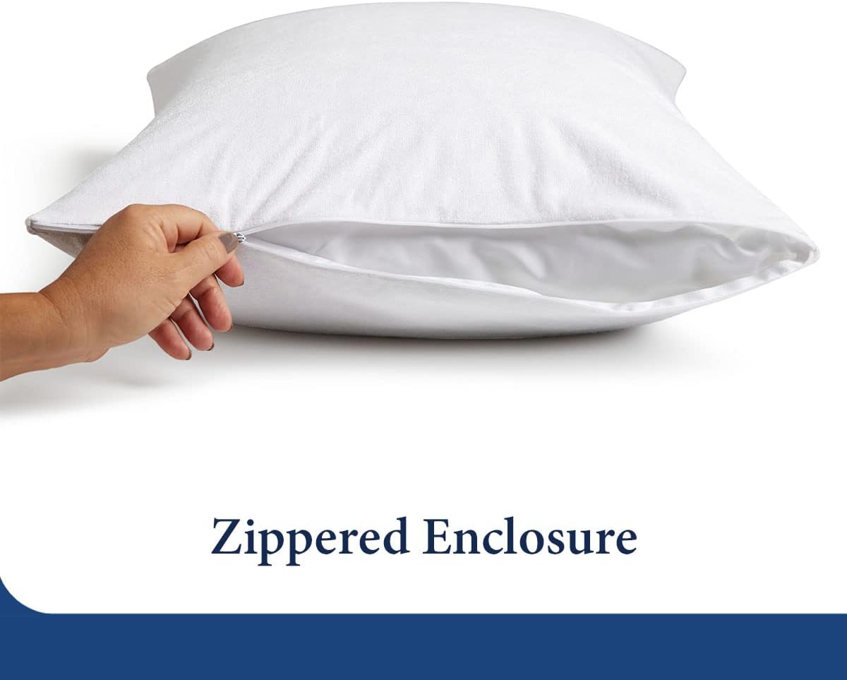 Cosy House Collection Luxury Zippered Pillow Protector | Master Bedroom Essentials 100% Waterproof Rayon Derived from Bamboo Ultimate Noiseless Comfort & Cooling Set of 2 (Queen) - Image 7