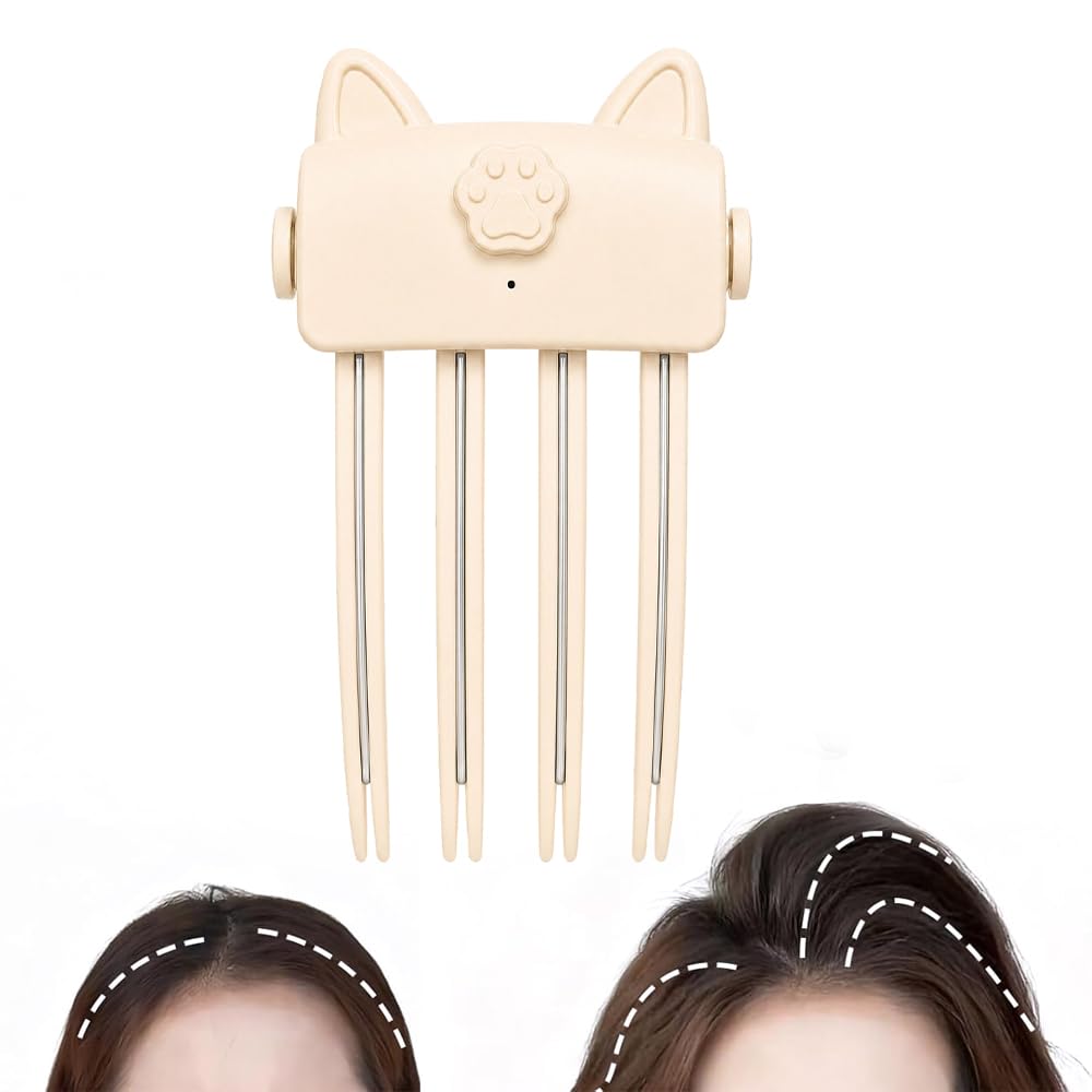 Heated Root Volumizer Clip, Hair Crown Lifting Styler Booster (Beige) | 2-Temperature Control Hair Volume Tool for Fine & Thick Hair, Portable Type-C Rechargeable Styling Clip for Women