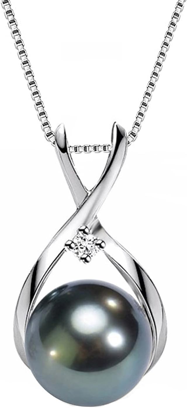 NONNYL Gifts for Wife Women Anniversary-Tahitian Black Pearl Necklace-Mom Girlfriend Her Fine Jewelry Mothers Day Valentines Christmas Birthdays Gift