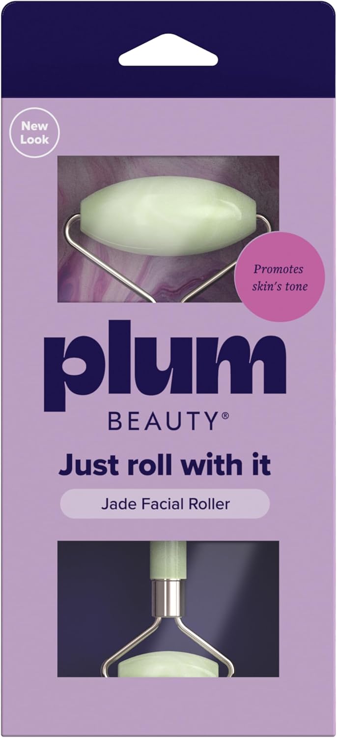 Plum Beauty Jade Roller - Face Roller, Gua Sha Facial Tools, Pack of 1 | Facial Roller for Wrinkles and Lifting, Eye Roller for Puffy Eyes, Supports Lymphatic Drainage Massage. - Image 2