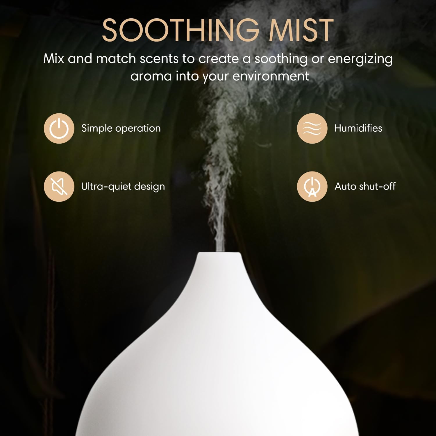 SALKING Essential Oil Diffuser for Home, 100ml Small Aromatherapy Diffuser | Ultrasonic Diffusers for Essential Oils, Warm White Lights, Cool Mist Humidifier with Auto Shut-Off, for Bedroom, Office - Image 3