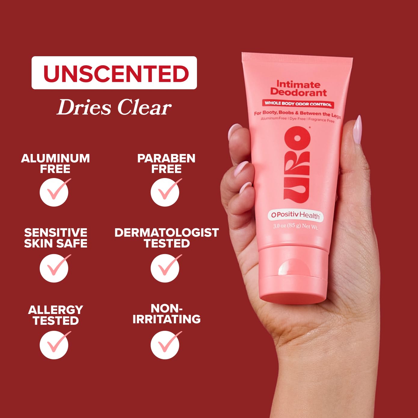 URO Intimate Deodorant – Aluminum Free, Odor & Chafing Control – 3 Oz - Image 3
