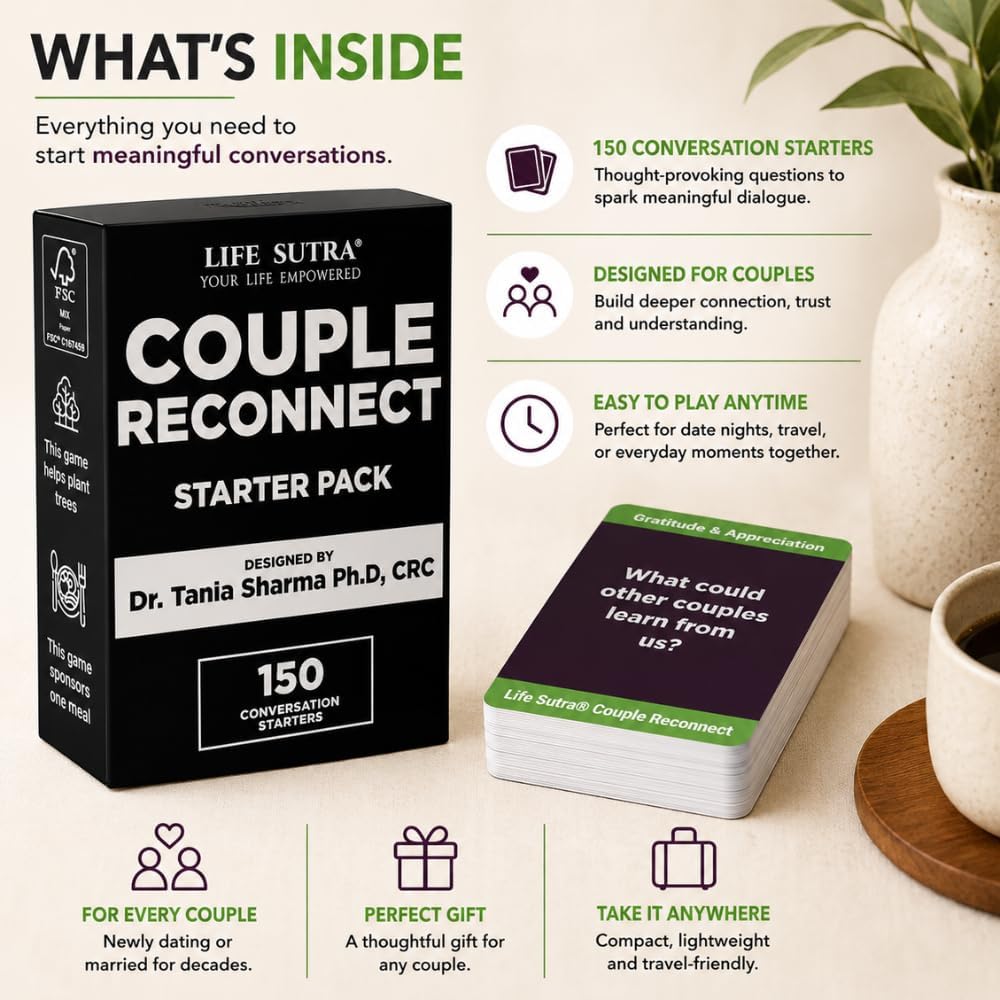 Life Sutra Couple Reconnect Card Game, 150 Conversation Cards to Build Trust, Deepen Bond & Strengthen Communication, A Therapy-Inspired Game for Married & Mature Couples & Gift for Stocking Stuffer - Image 2