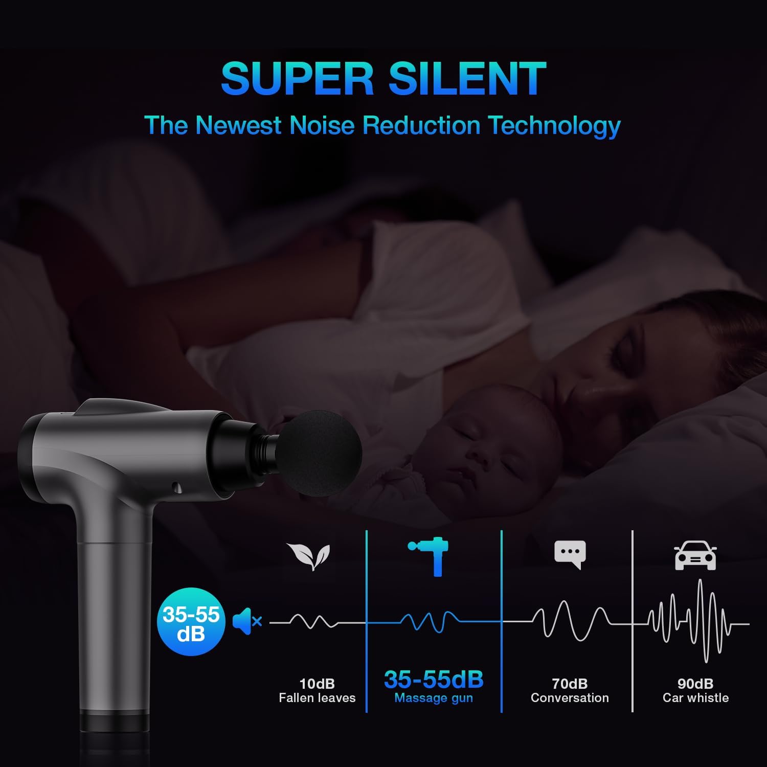 OLsky Massage Gun Deep Tissue 30 Speeds 9 Attachments Handheld (Grey) | Electric Muscle Massager, High-intensity Percussion, Massage Device for Pain Relief, Quiet and Powerful, Ideal for Recovery - Image 6