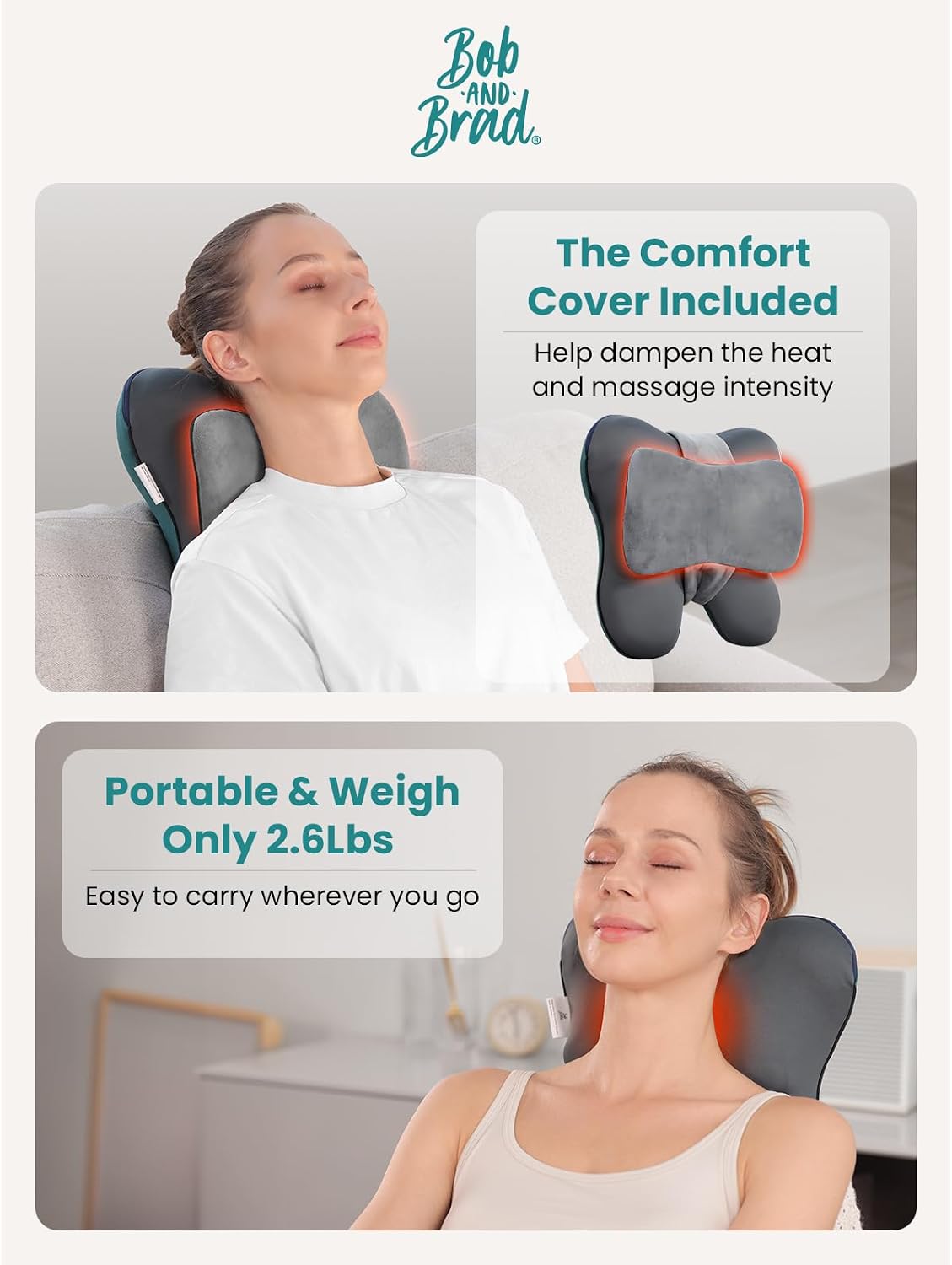BOB AND BRAD Back Massager with Heat FSA Eligible/HSA Eligible, EZBack Corded Back Massager for Pain Relief Deep Tissue, Shiatsu Back and Neck Massage Pillow, Soothing Full-Body Relief for Women Men - Image 8