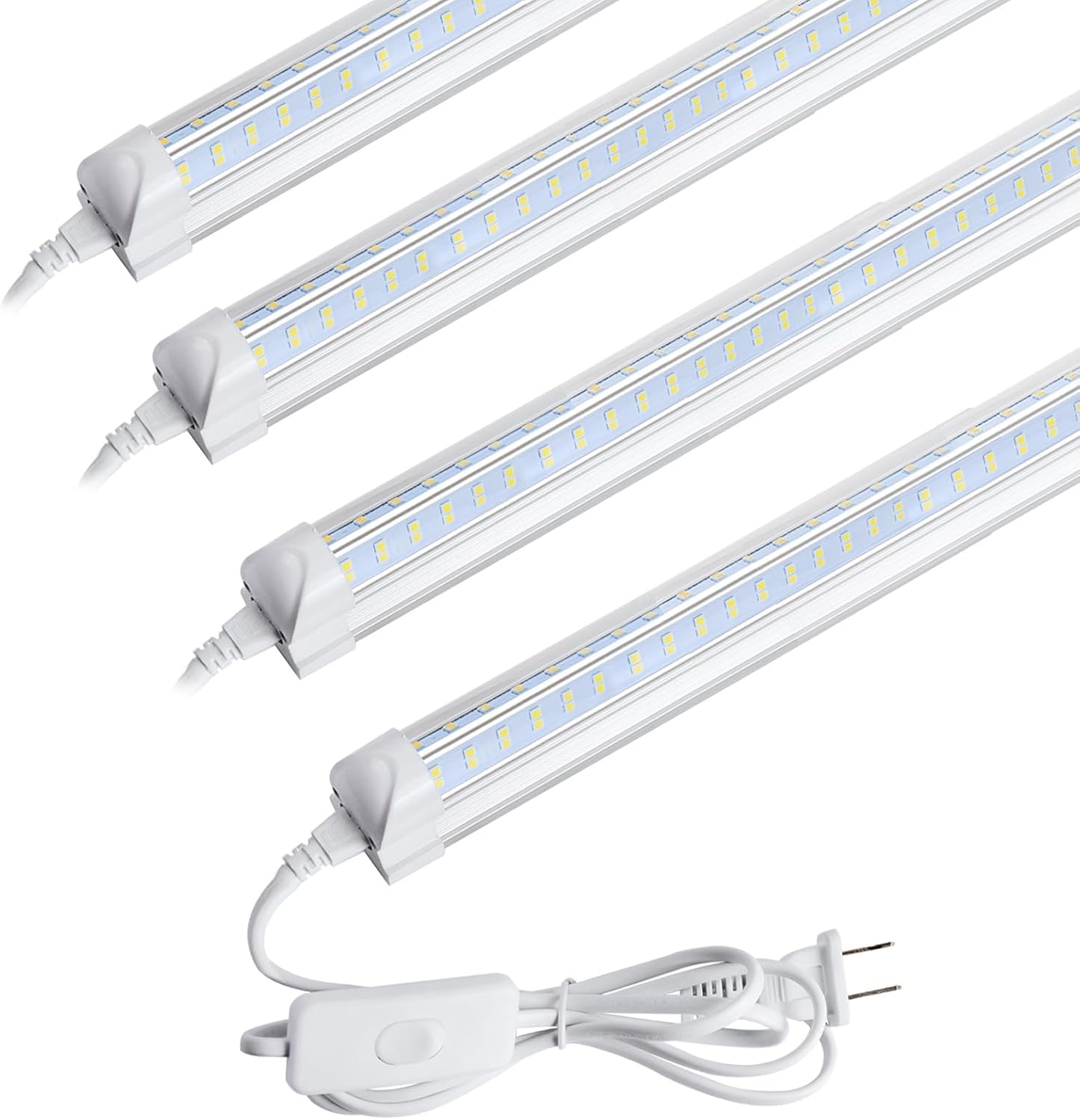 AQIQUUT Led Shop Light, Led Garage Light,2FT 25W 6500K Daylight 3200LM Linkable Clear Cover Integrated V-Shape for Shop Under Cabinet Office General Lighting,Cool White(4-Pack)