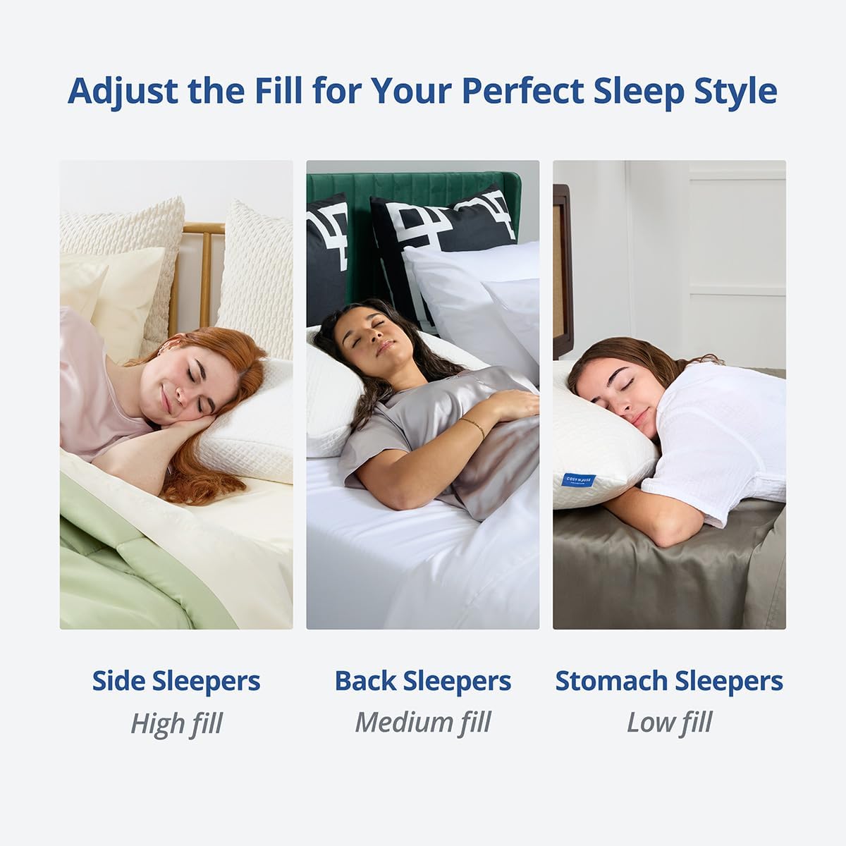 Cosy House Collection Luxury Rayon Derived from Bamboo Memory Foam Pillow | Adjustable & Removable Fill - Cool & Breathable Cover with Zipper for Side, Back, & Stomach Sleepers (Queen) - Image 6